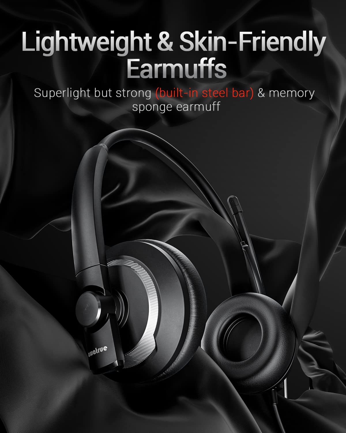 Awatrue Eh05 U Wired Usb Headset With Noise Cancelling Microphone For Pc Laptop   Headphones With In Line Control, Lightweight,