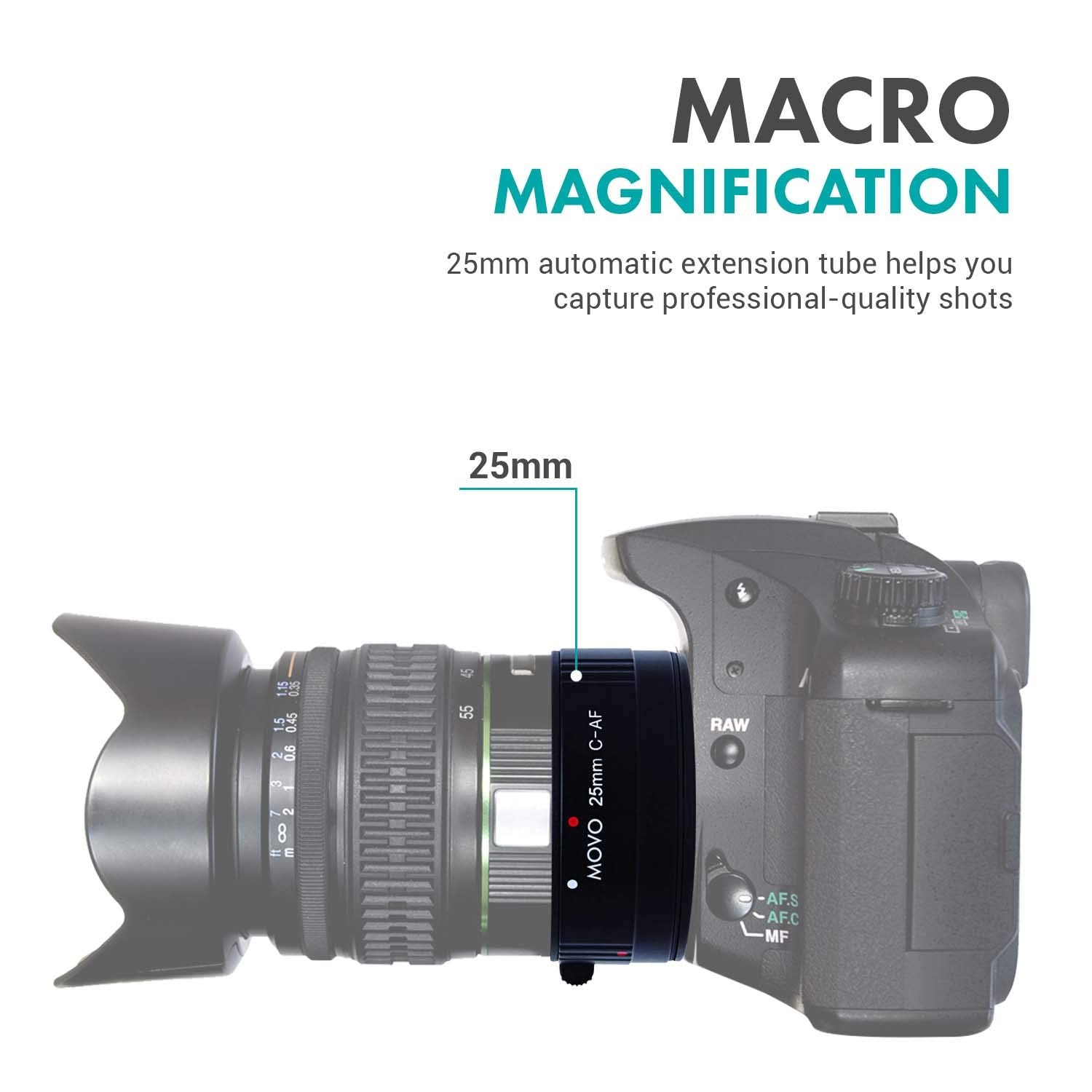 Movo/Kooka Af 25Mm Macro Extension Tube For Canon Eos Dslr Cameras (With Automatic Focusing And Metering Passthrough)