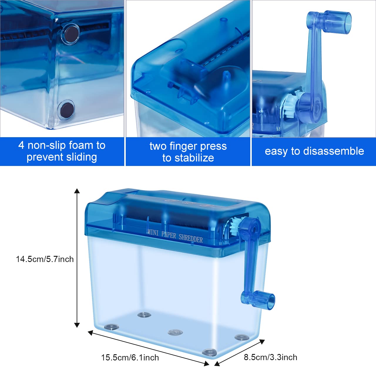 Jikiou Mini Hand Shredder Portable Paper Shredder Manual Shredder Documents Paper Cutting Tool Home Office Desktop Stationery Ch