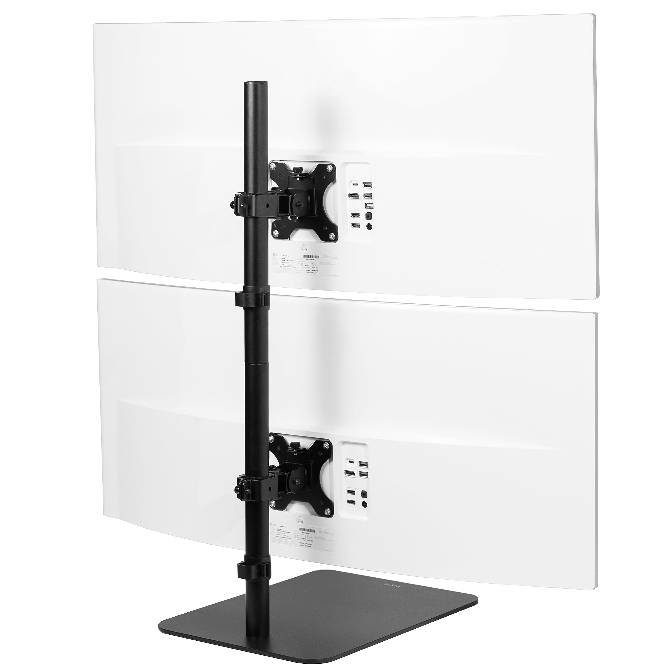 VIVO Freestanding Dual Vertically Stacked Ultra Wide Monitor Desk Stand, Extra Tall Heavy Duty Adjustable Mount for 2 Ultrawide Screens up to 45 inches, 25 lbs Per Screen Capacity, Black, STAND V200L