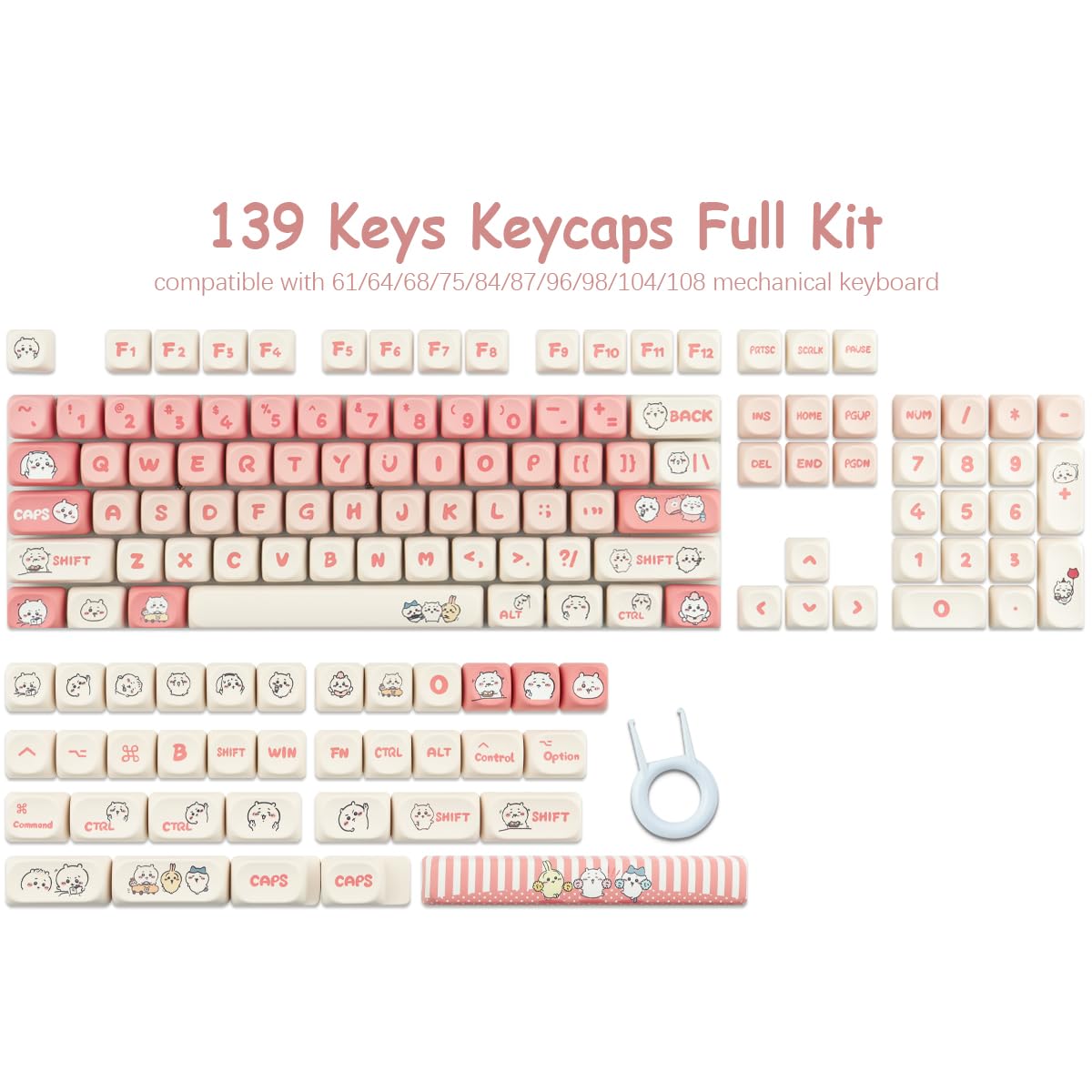 Tyrixki Pbt Keycaps 139 Keys Moa Profile Cute Keycaps Dye Sublimation Pink Kawaii Keycaps Set Custom Keycaps For Cherry Gateron