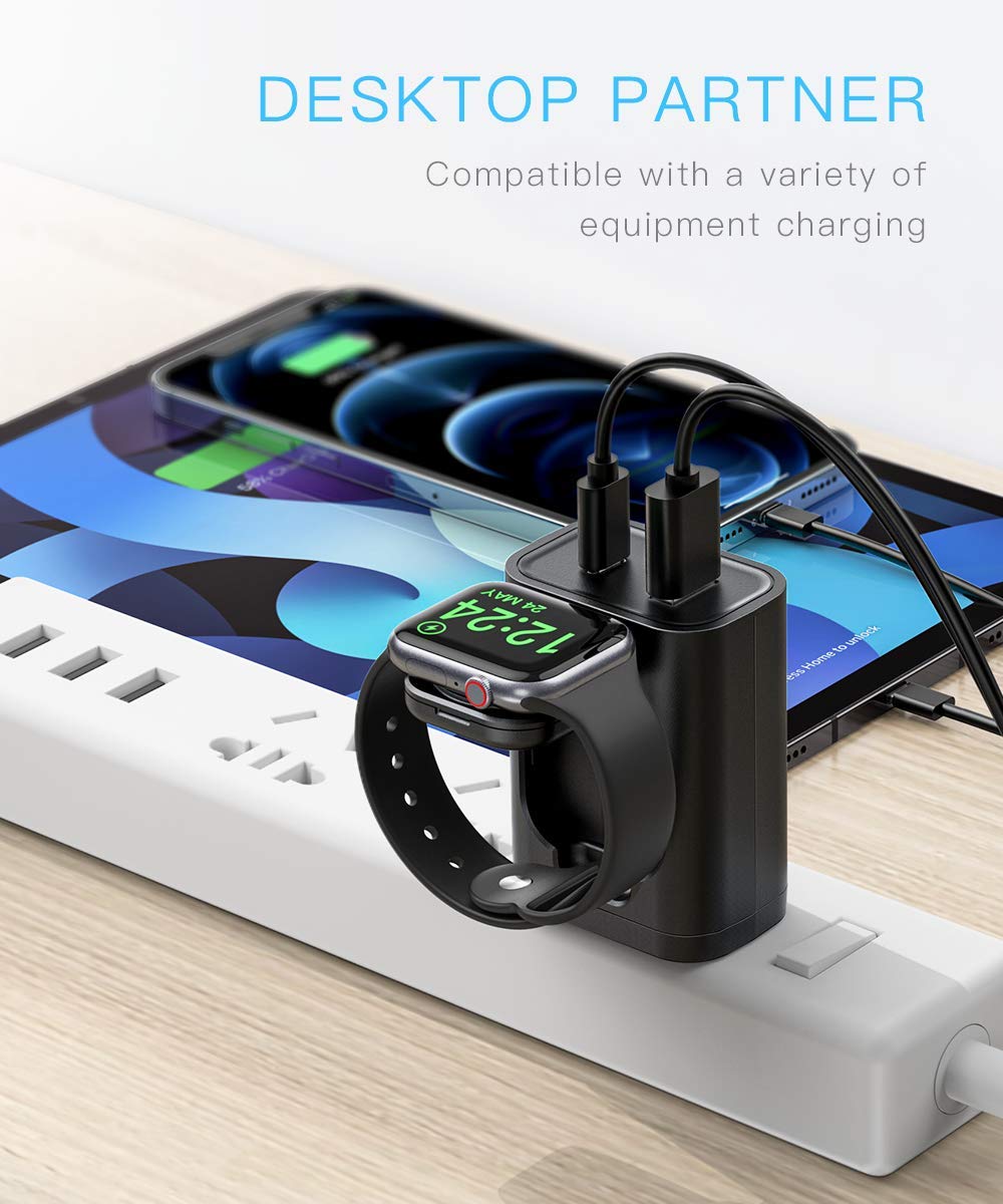 Beasaf Iphone Fast Charger, 24W Usb C Charger For Iphone 13/12/Mini/12 Pro Max, Usb C Wall Charger With Foldable Apple Watch Wir