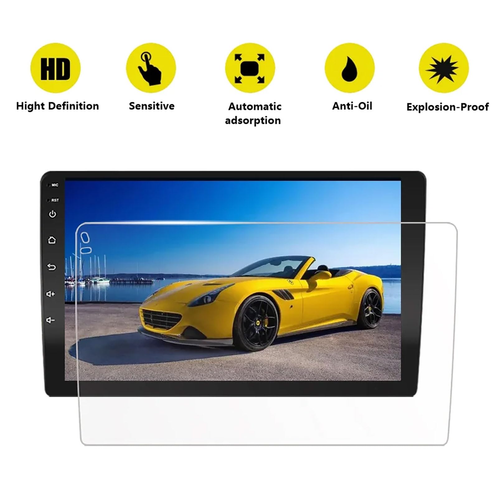 2Pack Tempered Glass Screen Protector For Double Din Android Car Radio Stereo Player Auto Gps Navigation 10.1 Inch Universal Pro