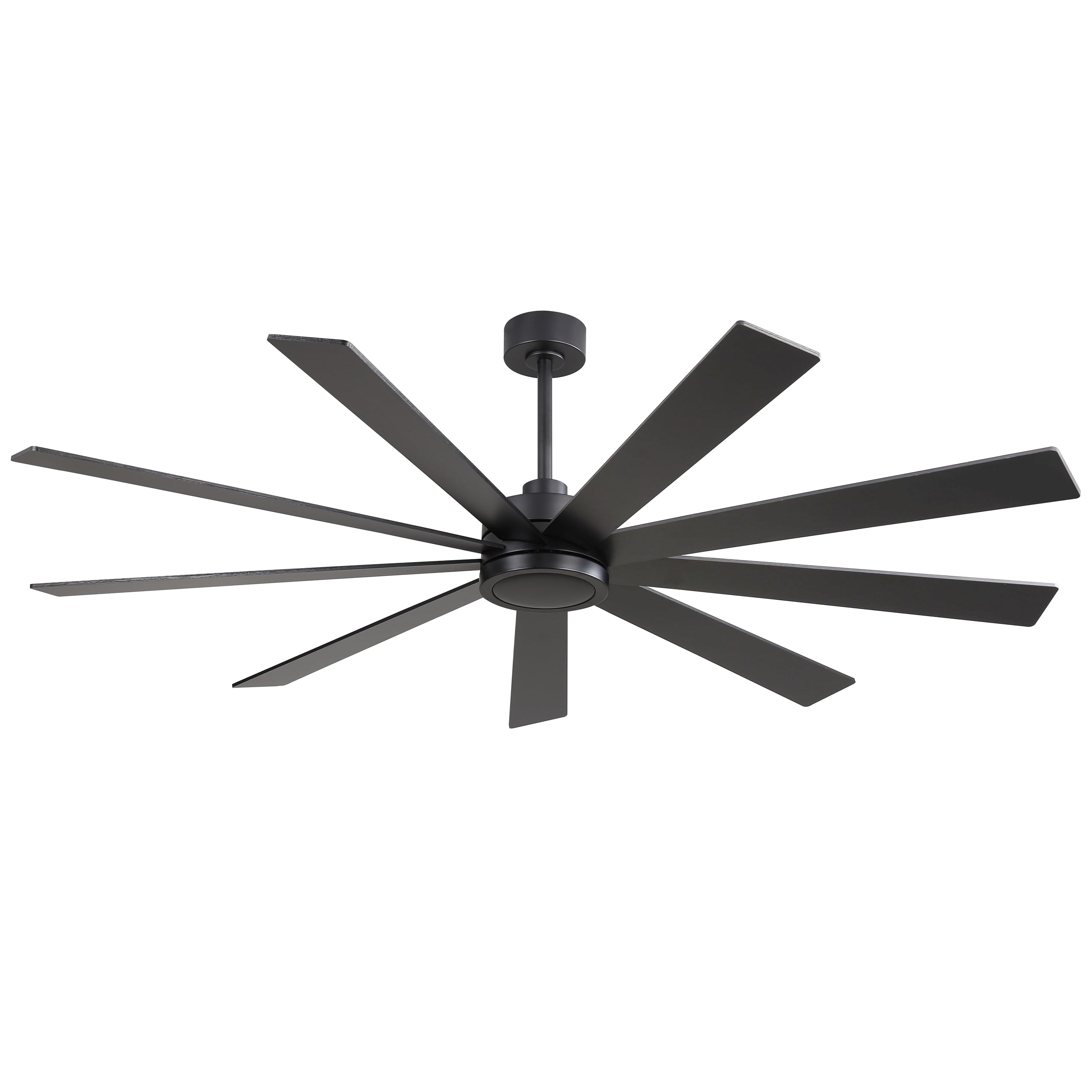 Elehinser 72'' Ceiling Fan No Light, 6 Speed Noiseless Reversible Dc Motor, 9 Blades Black Industrial Ceiling Fan With Remote An