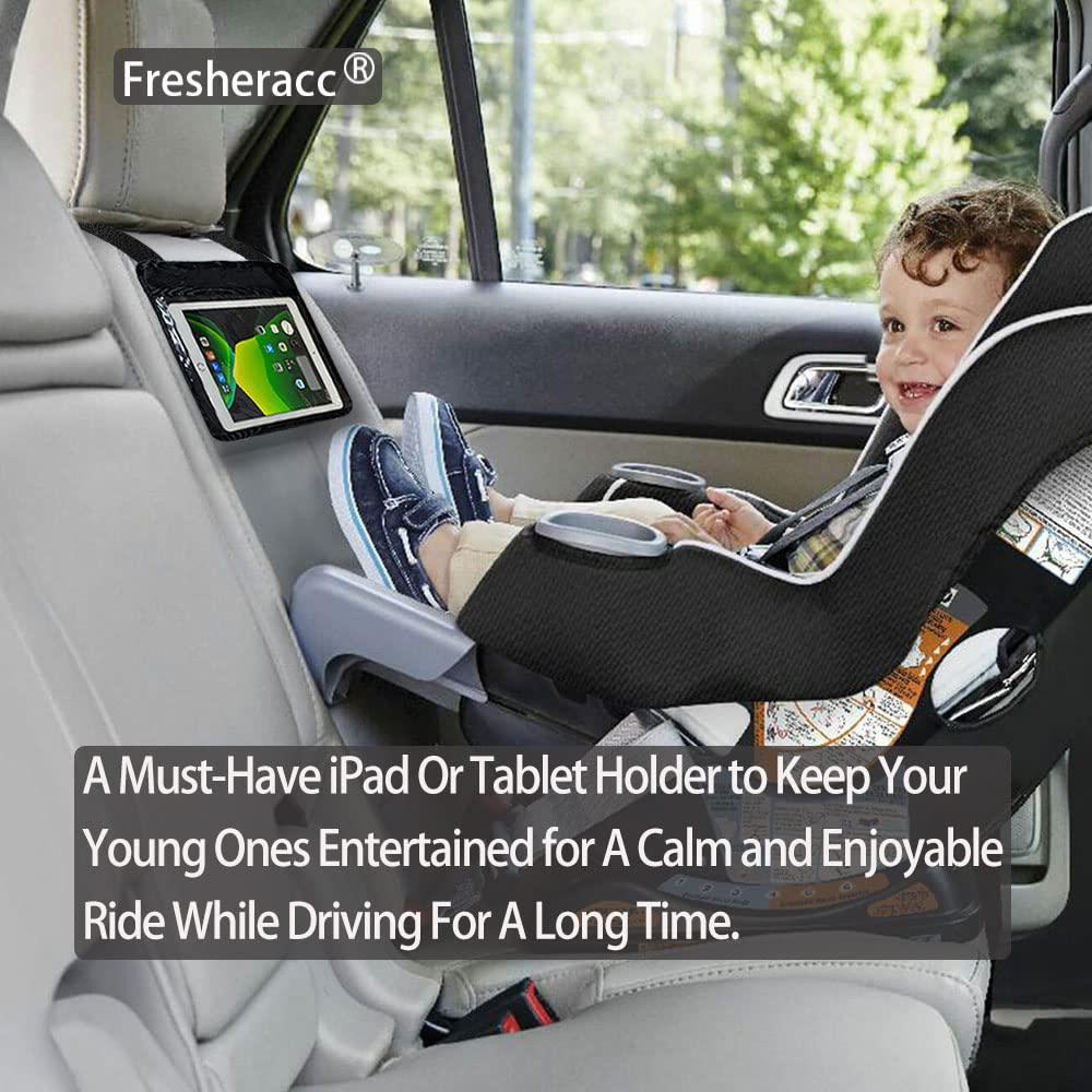FresherAcc Car iPad Kindle Tablet Holder, Black, Lightweight & Washable, Fits Up to 10.5", Model LecaHol0912