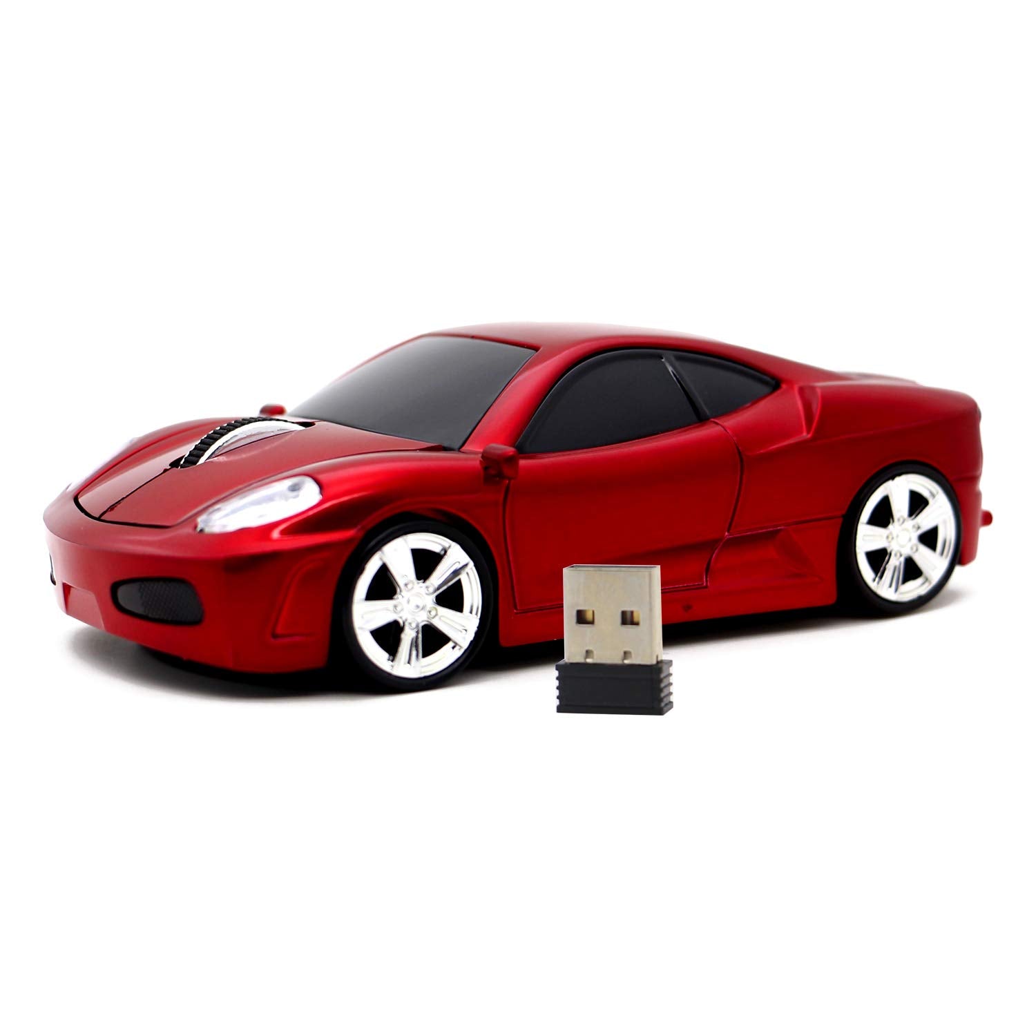 Ai5G Wireless Mouse Sports Car Mouse Usb Computer Mice Optical 2.4Ghz With Headlight 1600Dpi For Pc Laptop Mac (Red)