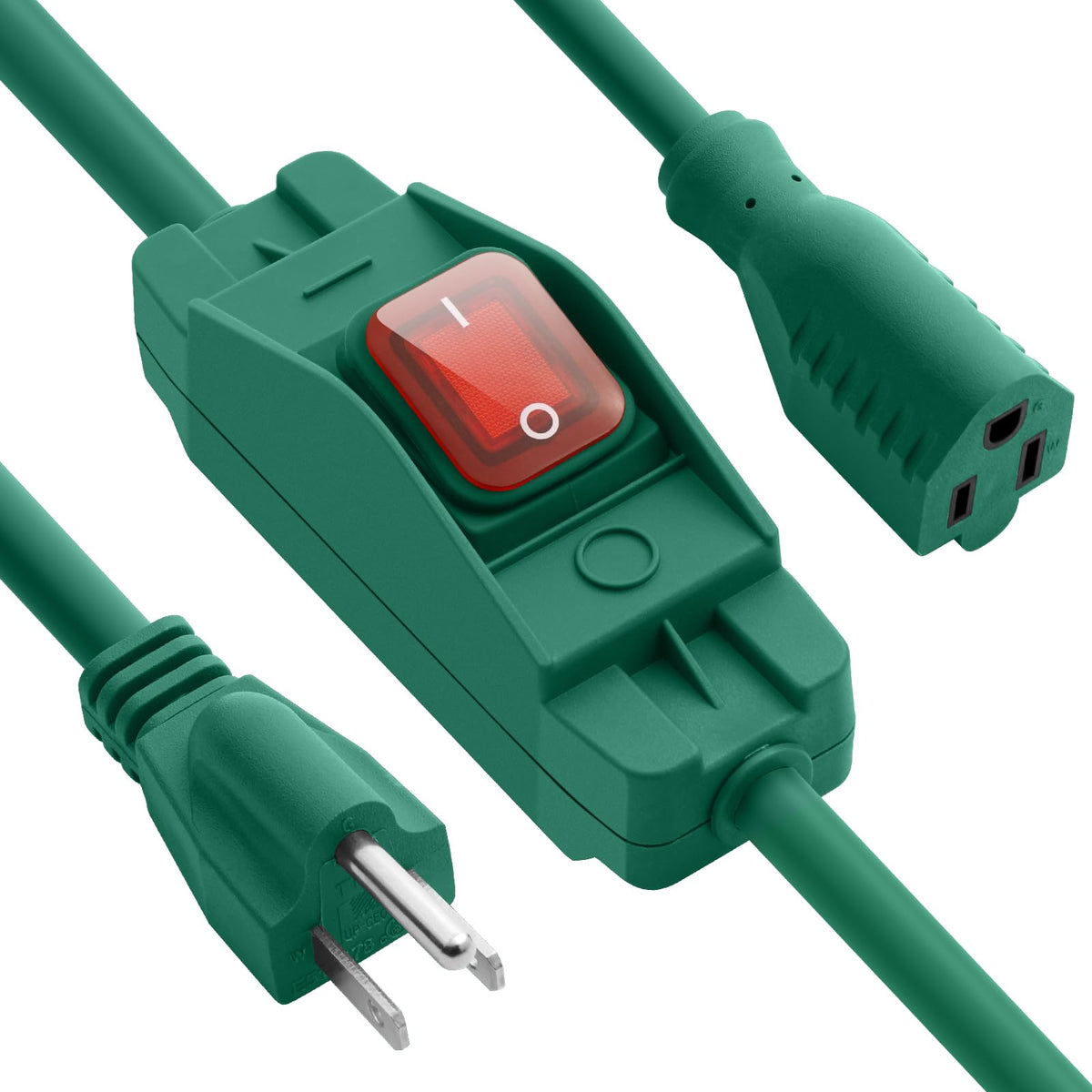Outdoor Waterproof Extension Cord With Switch   3 Prong, On/Off Switch With Sjtw Extension Cord, Heavy Duty, 125V/250V (6 Ft, Gr