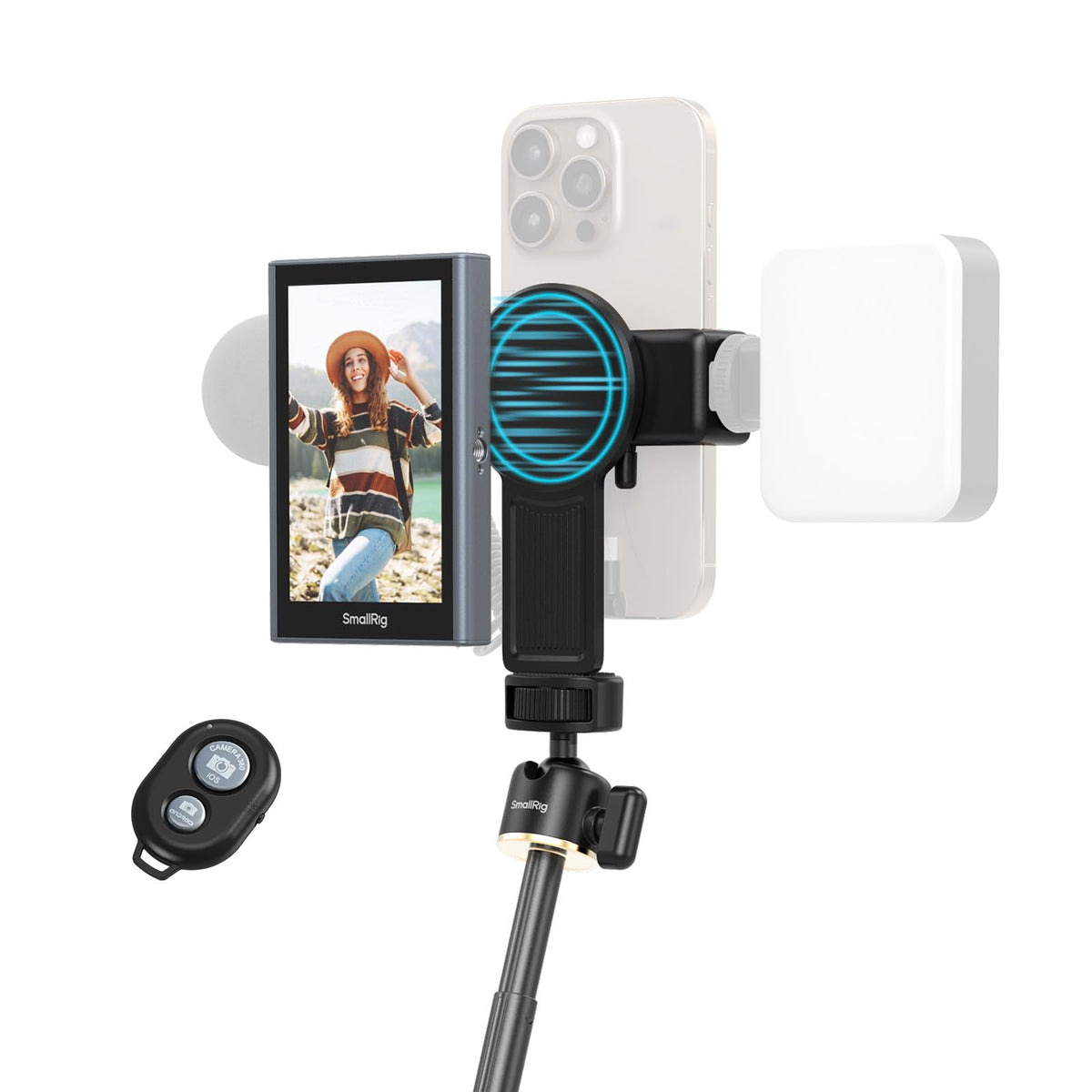 Smallrig Phone Vlog Selfie Monitor Screen For Iphone For Huawei For S24/S25, W/Magnetic Phone Holder Clip Mount & Wireless Remot