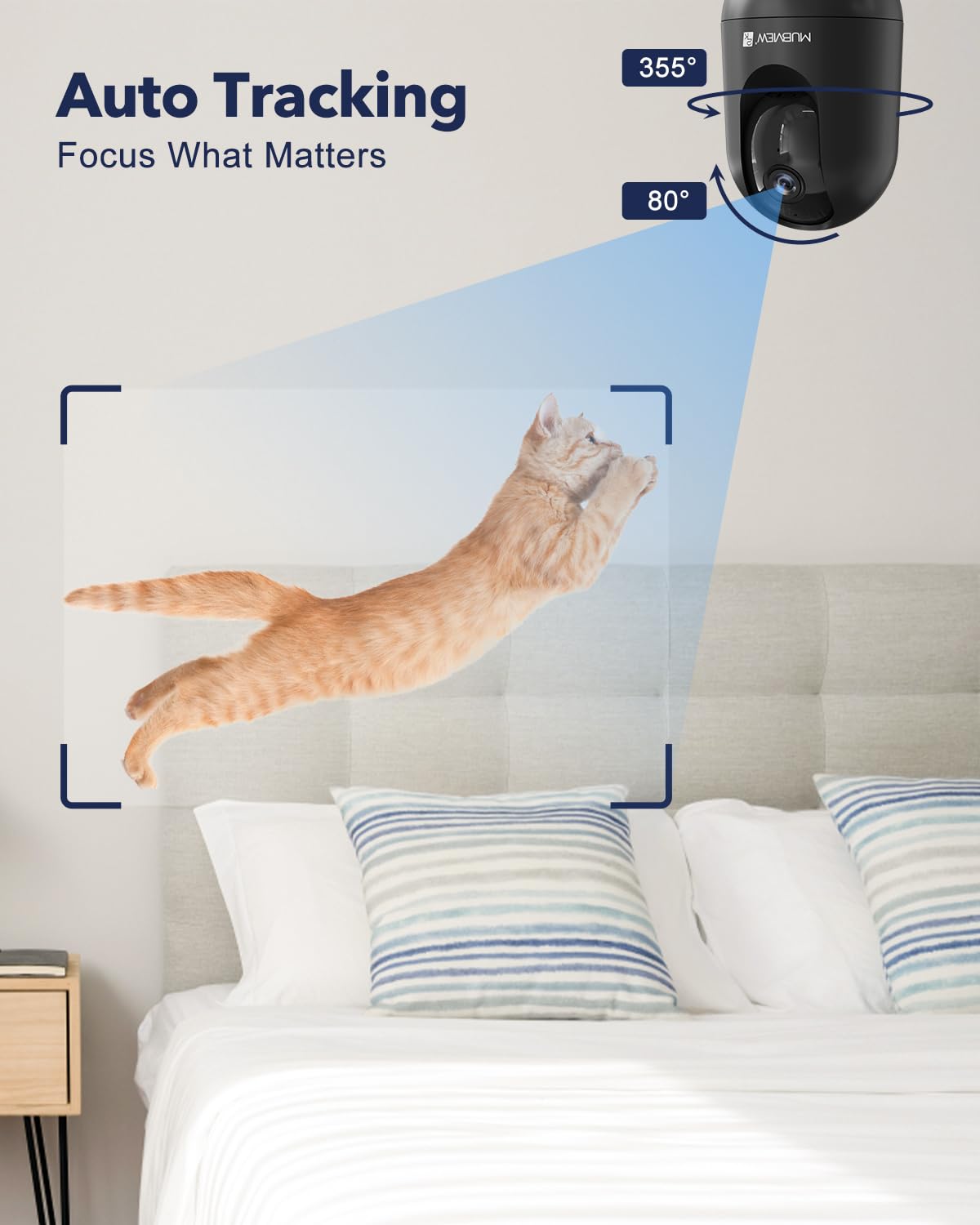 Mubview Cameras For Home Security, Indoor Security Camera, 2.4/5Ghz Wifi Wired Camera Ideal For Dog/Elder/Baby, Motion Tracking,