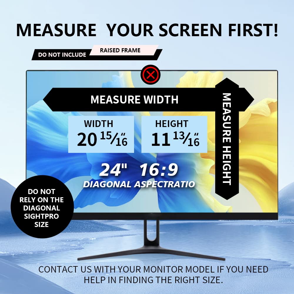 2 Pack Computer Privacy Screen 24 Inch For 16:9 Widescreen Monitor, Removable Eye Protection Anti Glare Blue Light Computer Scre