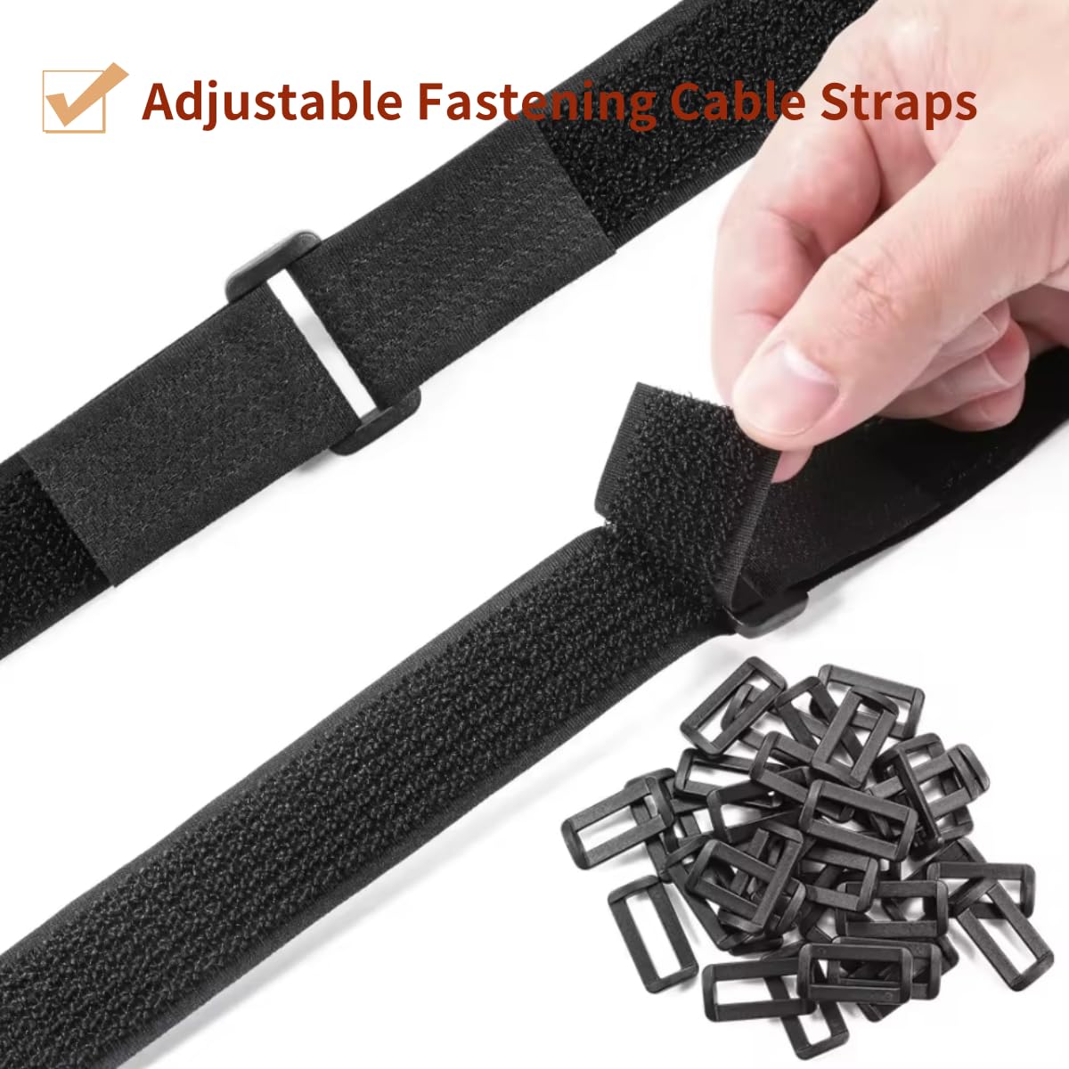 12Ft 2 Inch Wide Hook And Loop Straps With 10 Plastic Buckles, Heavy Duty, Reusable And Adjustable Nylon Cable Straps, Fastener