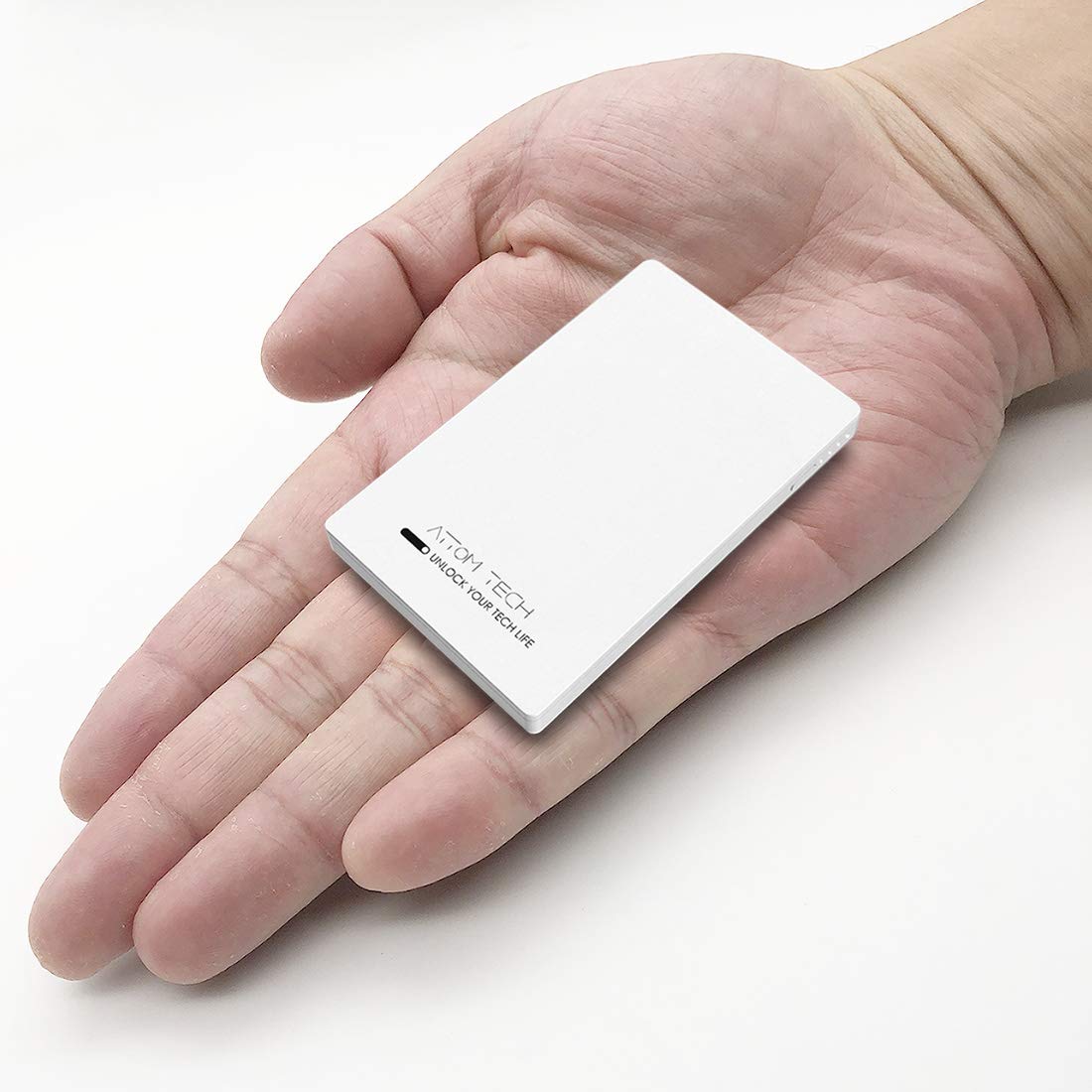 Attom Tech Usb Output Super Slim Power Bank Ultra Thin 3000Mah Portable Charger, Micro Usb And Usb C Dual Input Ports Mini Exter