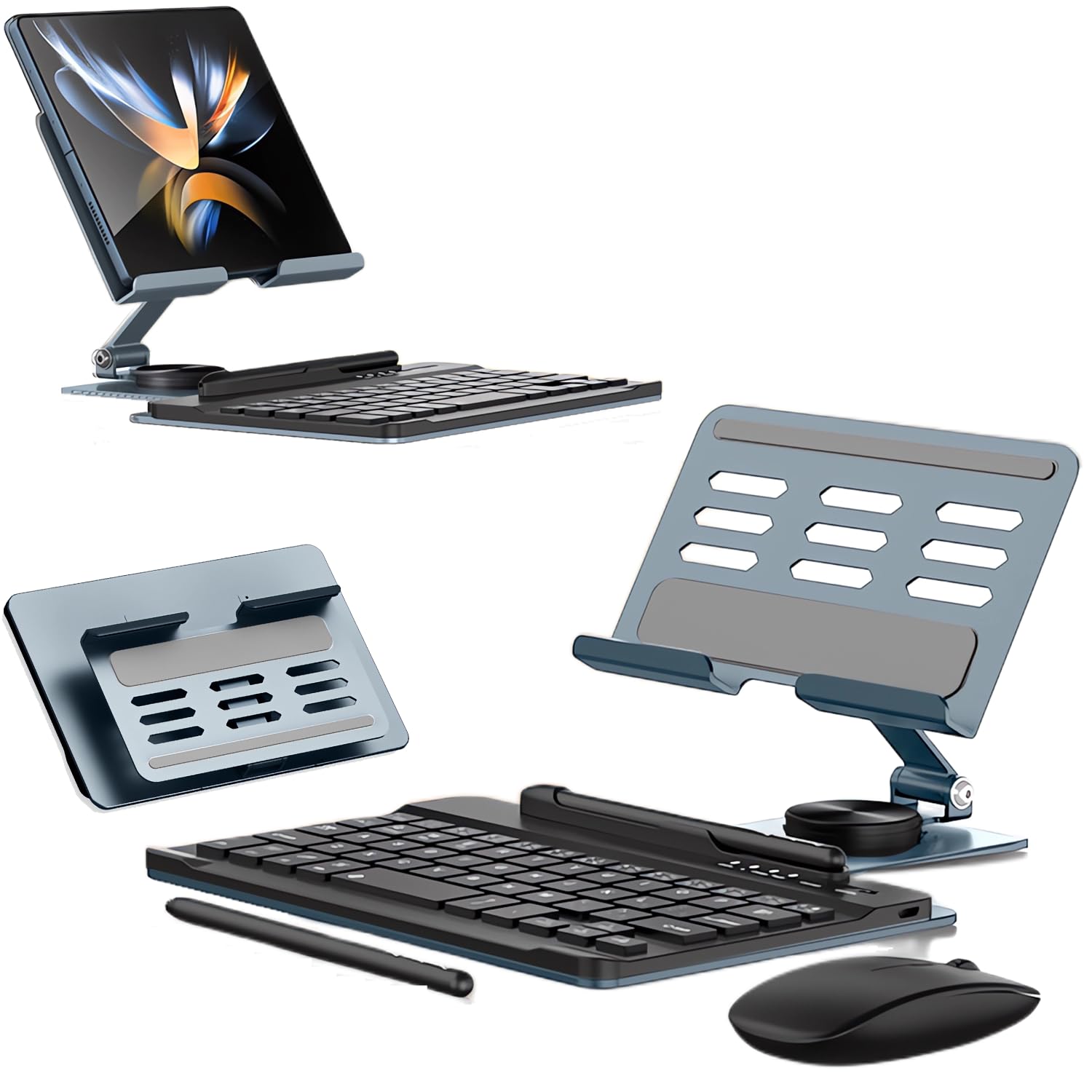 Voppton For Samsung Galaxy Z Fold 6 5 4 Stand Keyboard Mouse, Portable Detachable Bluetooth Keyboard, Foldable Adjustable Desk S
