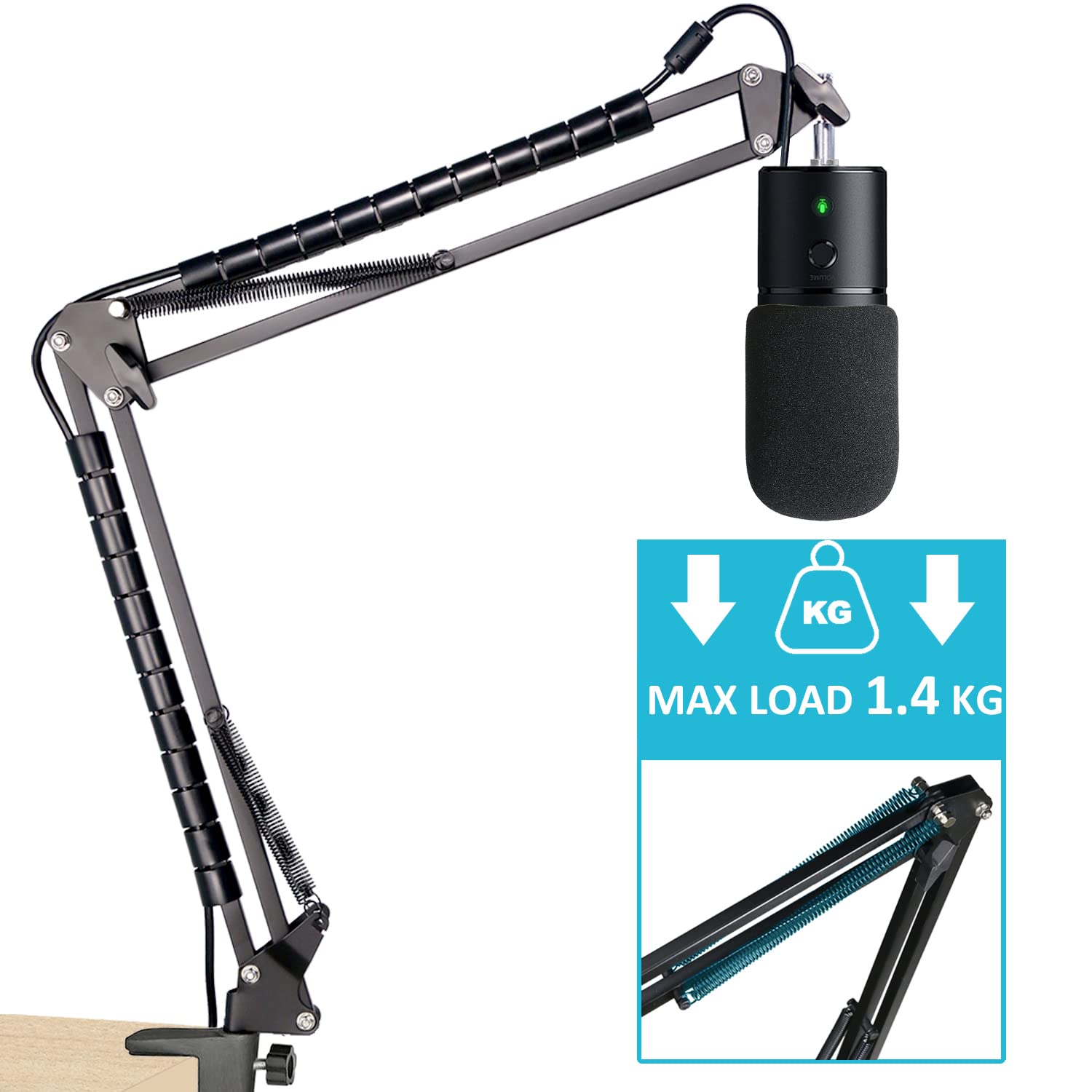 Razer Seiren X Mic Boom Arm Stand With Pop Filter, Compatible With Razer Seiren X Usb Microphone With Cable Sleeve By Sunmon
