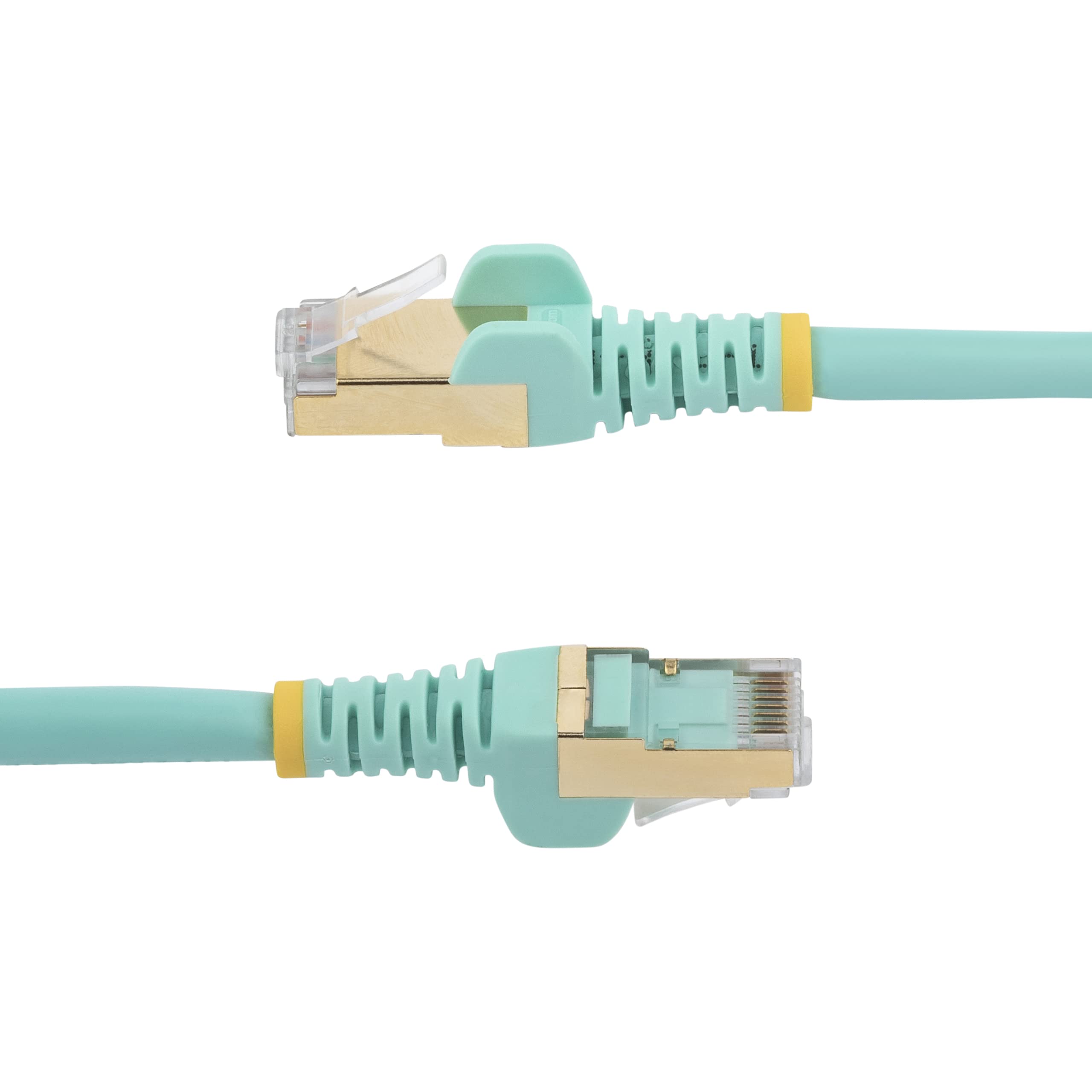 StarTech.com 4ft CAT6a Ethernet Cable   10 Gigabit Shielded Snagless RJ45 100W PoE Patch Cord   10GbE STP Network Cable w/Strain Relief   Aqua Fluke Tested/Wiring is UL Certified/TIA (C6ASPAT4AQ)