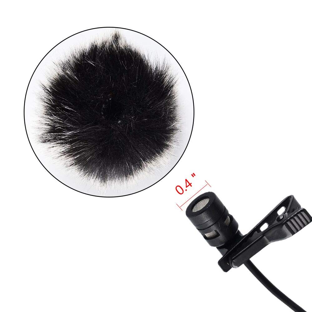 Lavalier Wind Muff 5 Pack Lapel Microphone Wind Muff 0.2/0.4 Inch Furry Lav Windscreen Windproof Wind Screen (0.4Inch, Black/Whi