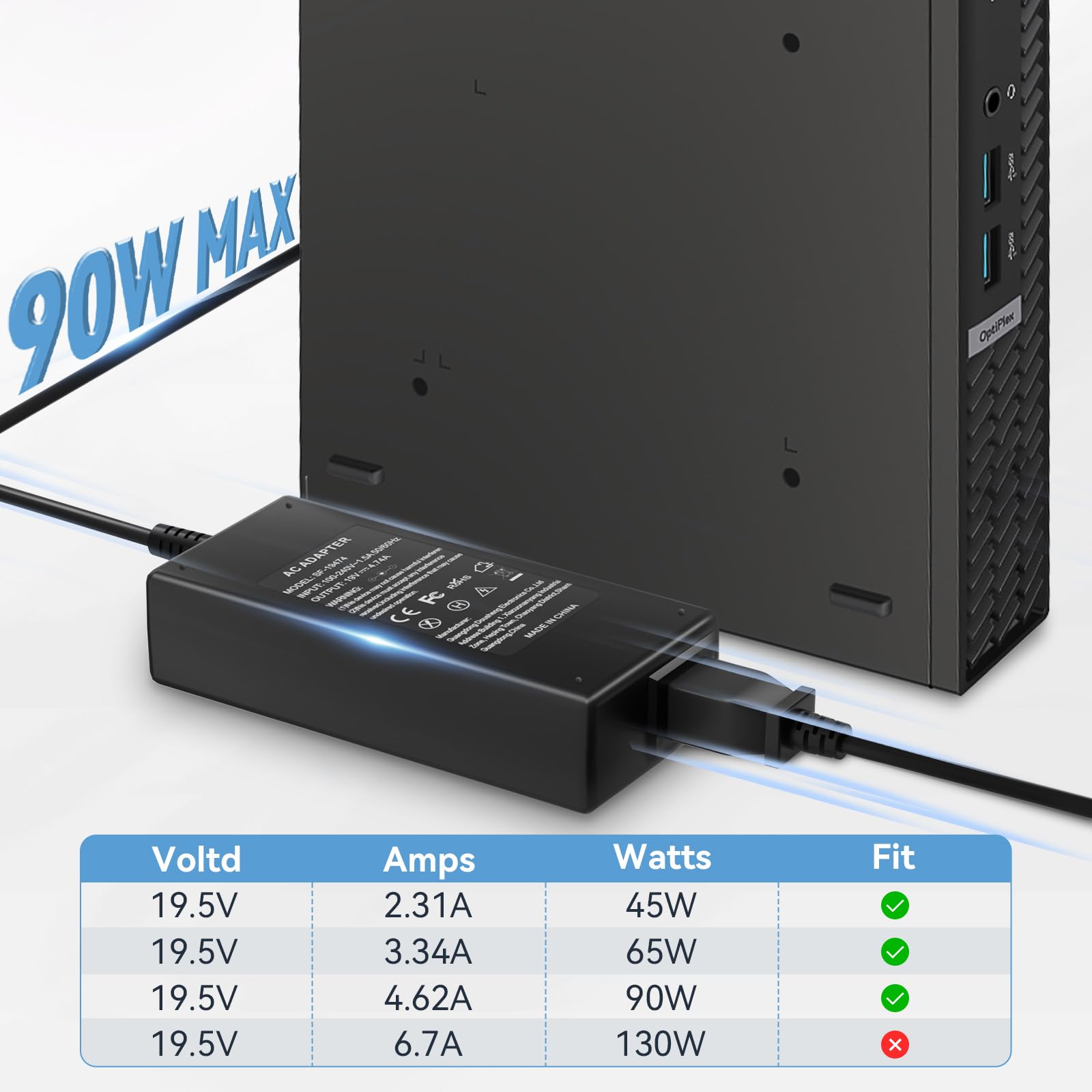 90W Ac Adapter For Dell Inspiron 14 15 16 Series For Dell Inspiron 15 3000 3520 5000 Charger For Dell Inspiron 11 13 17 Latitude