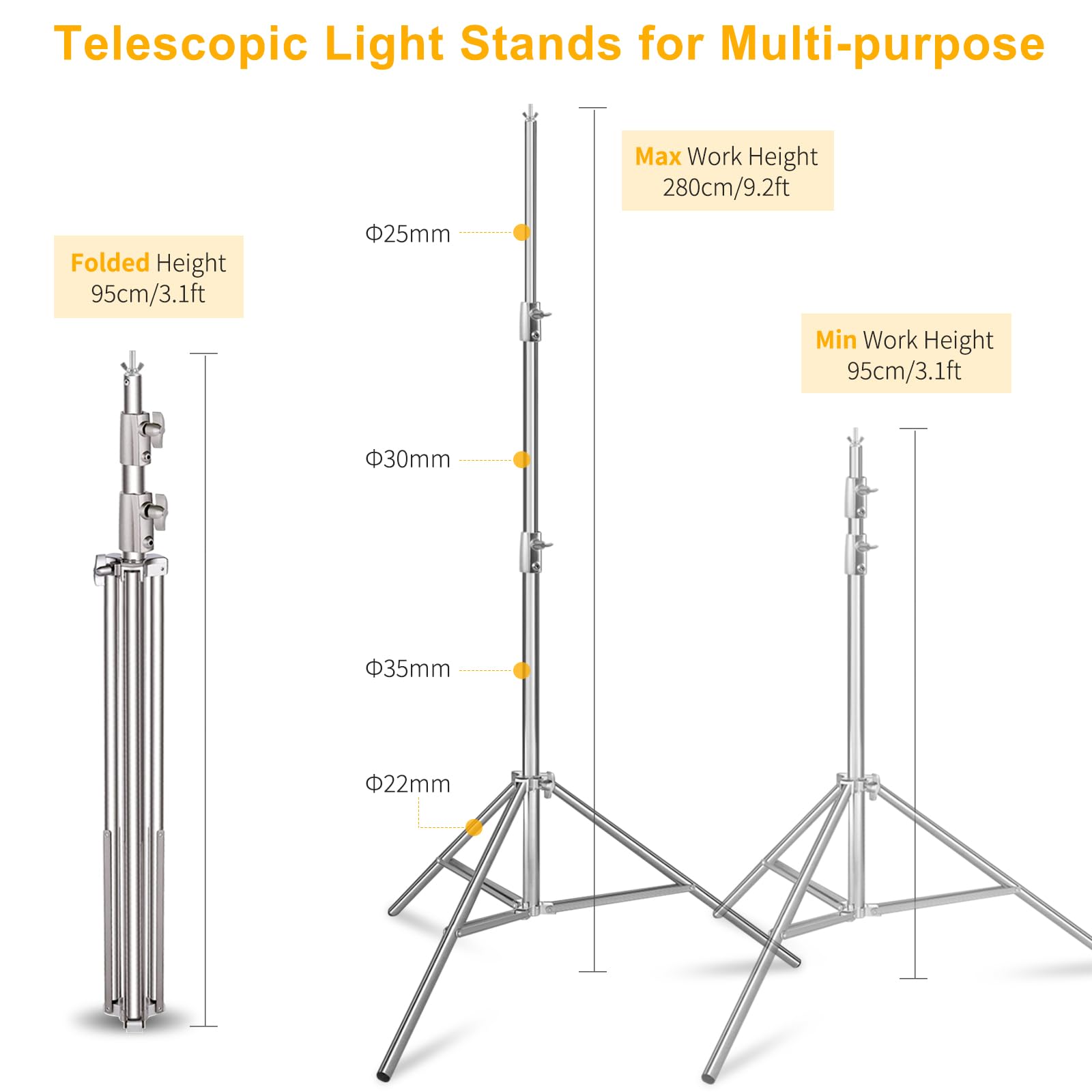 Mskira 9.2 X 10 Ft Stainless Steel Backdrop Stand Heavy Duty Adjustable Background Stand Backdrop Support Stand System Kit For P