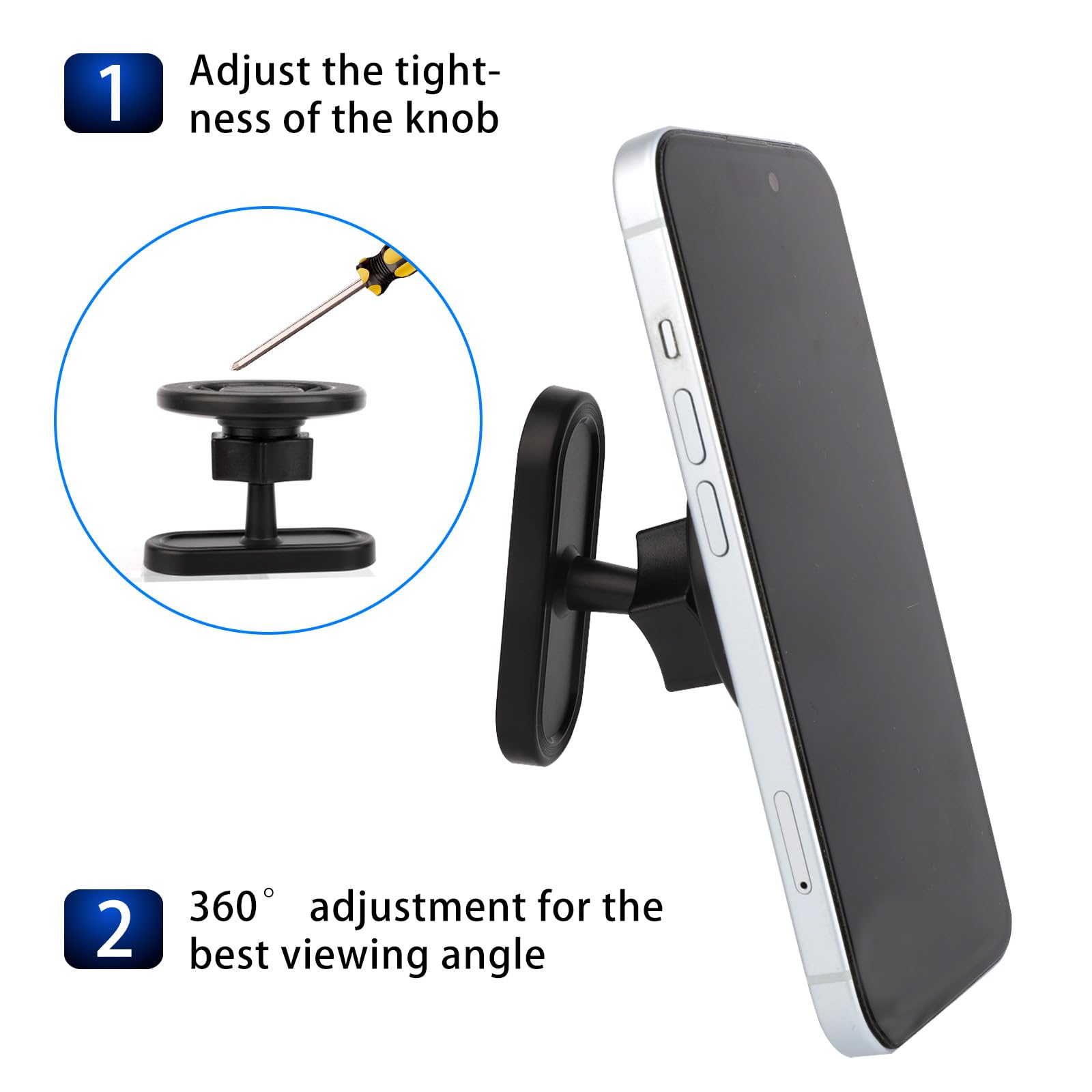 Magnetic Phone Holder For Gym, 360 Adjustable Portable Gym Phone Holder Strong Magnet Phones Mount Grip Attaches To Metal Surfac