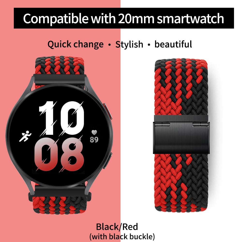 20Mm Sport Loop Band Compatible With Samsung Galaxy Watch 7 6 5 4 Band 40Mm 44Mm/Watch 5 Pro 45Mm/Galaxy Watch 4 6 Classic Band