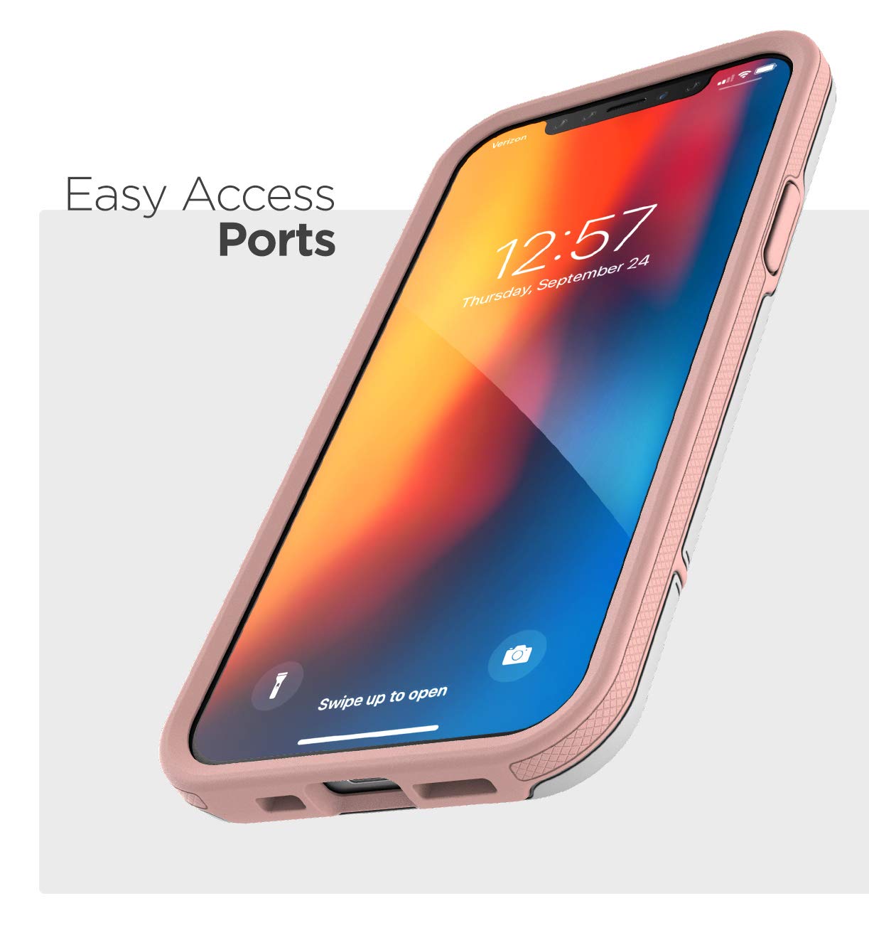 Encased Protective Rebel Series Compatible With Iphone 12 Mini Case Heavy Duty Full Body Rugged Cover - White/Pink