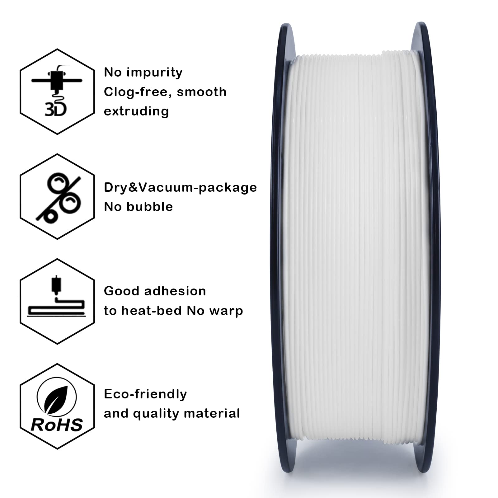 Ziro Pla Filament 175Mm,3D Printer Filament Pla Pro Basic Color Series 175Mm 1Kg(22Lbs), Dimensional Accuracy +  003Mm,Snow Whit