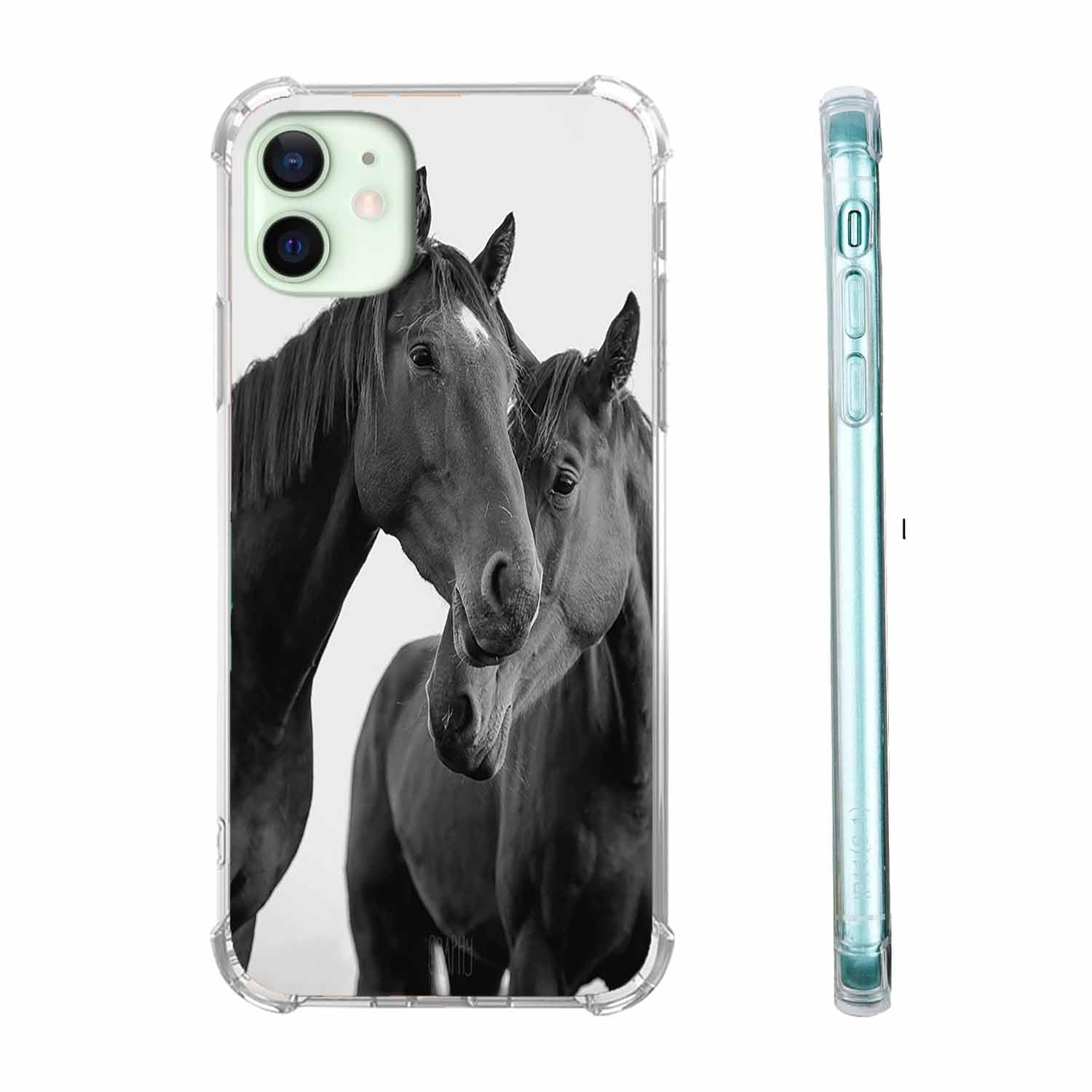 Aossxin Horse Lovers Phone Case Compatible With Iphone 12,Aesthetic Cute Animals Pattern,Soft Tpu Bumper Case For Iphone 12
