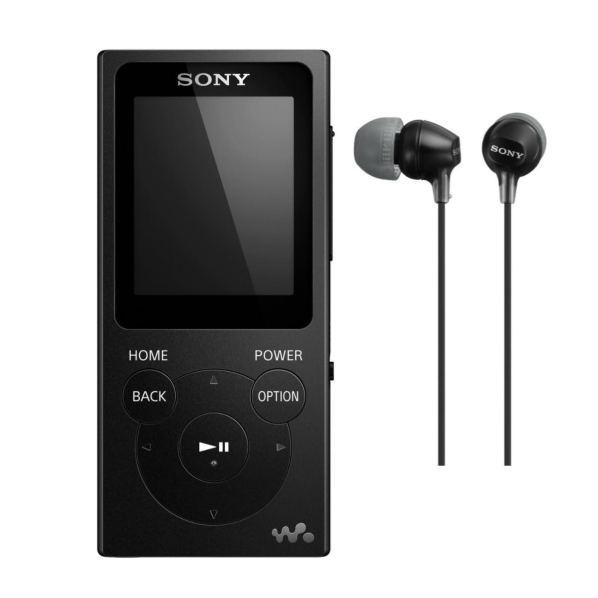 Sony NW E394 8GB Walkman Audio Player (Red) with Sony MDREX15AP Fashion Color EX Series Earbud Headset with Microphone (Black) (2 Items)
