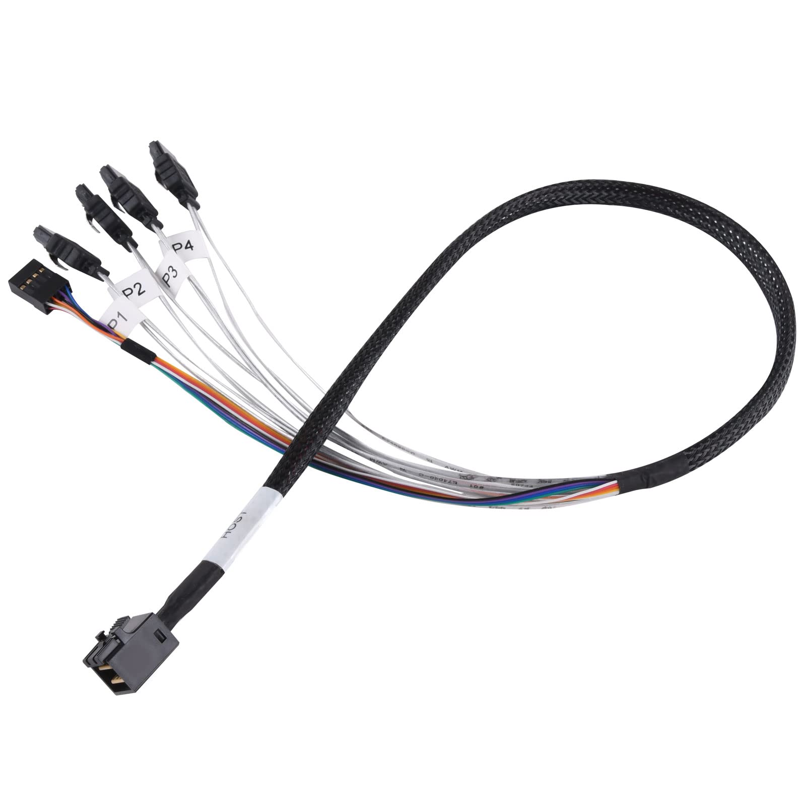 12Gb Minisas Hd Sff 8643 To Sata 7Pin+Sideband Cable 0.5M