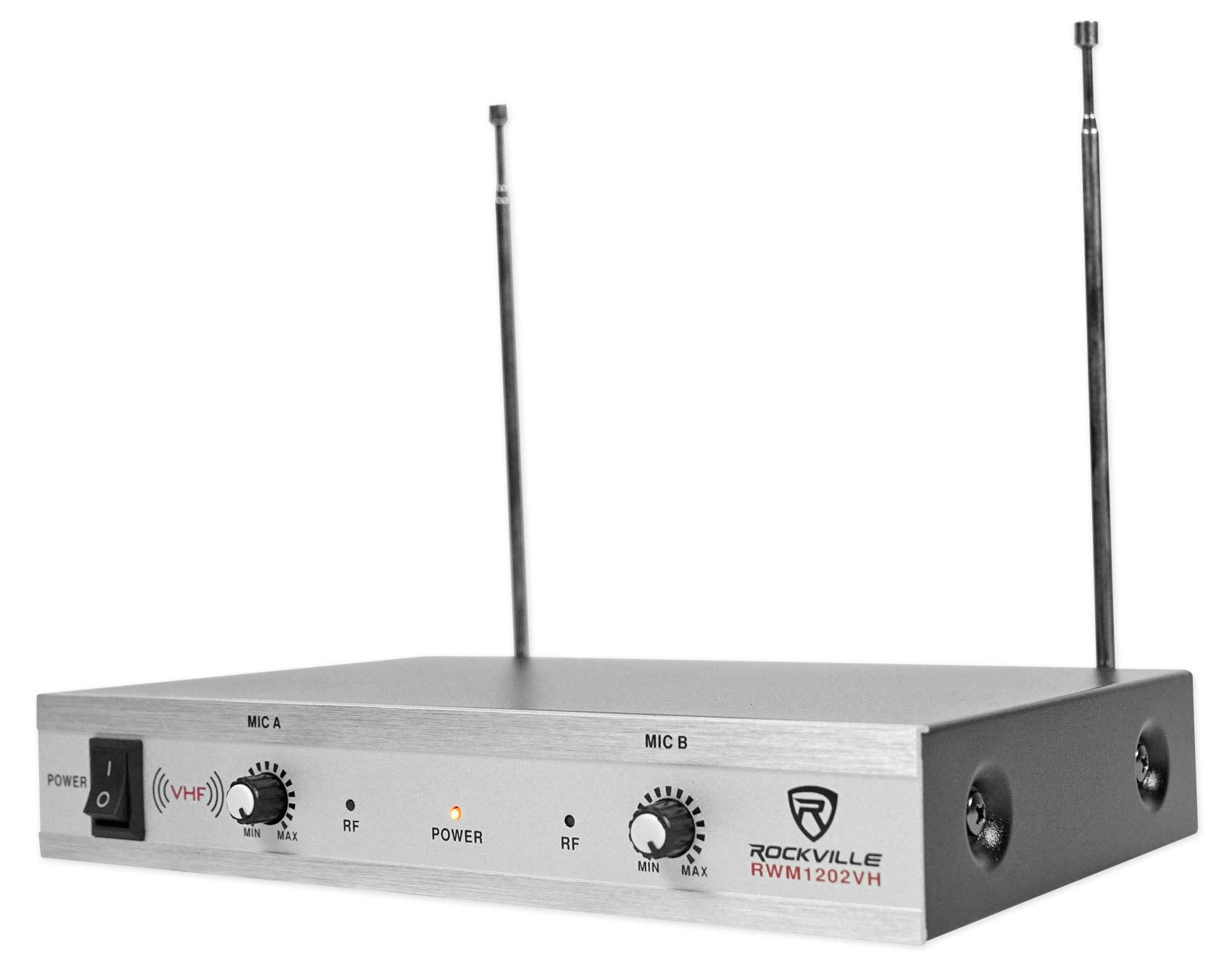 Rockville Rwm1202Vh Vhf Wireless Dual Handheld Microphone System/Metal Receiver