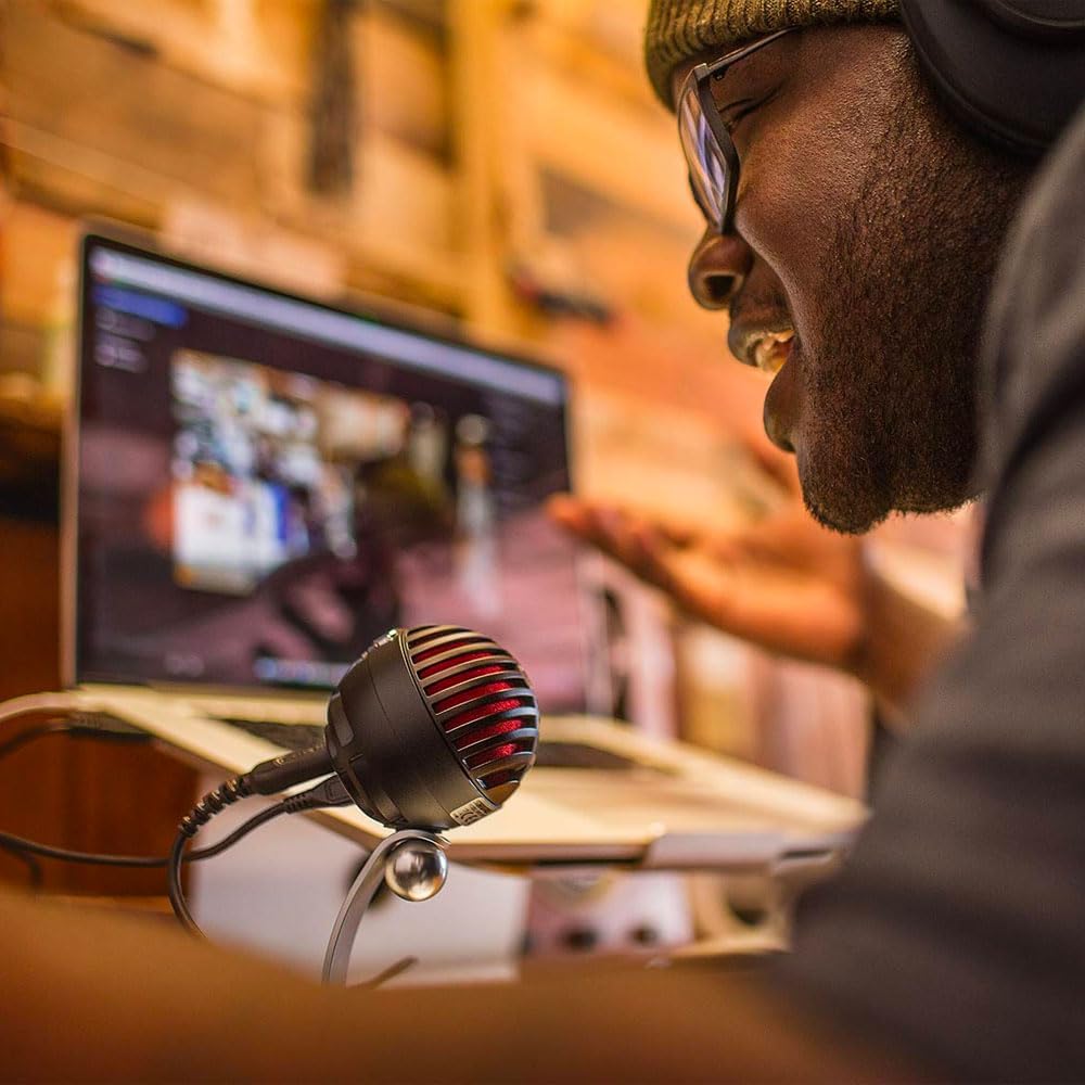 Shure Mv5 Digital Condenser Microphone With Cardioid   Plug And Play With Ios, Mac, Pc, Onscreen Control W/ Shureplus Motiv Audi