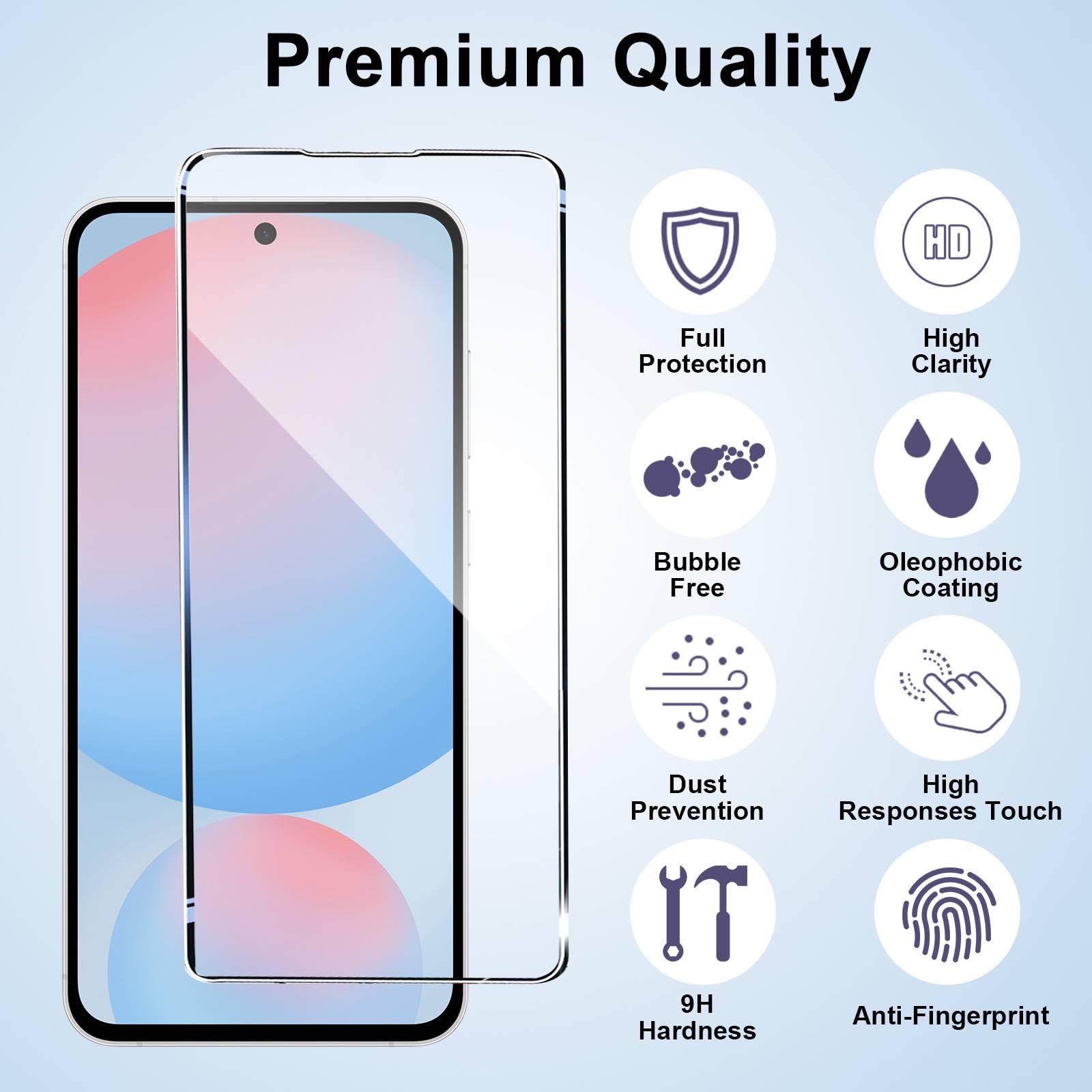 Xiezezei Galaxy S24 Fe Screen Protector [4+4 Pack] Camera Lens Protector, Fingerprint Unlock Support, Hd Tempered Glass, Touch S