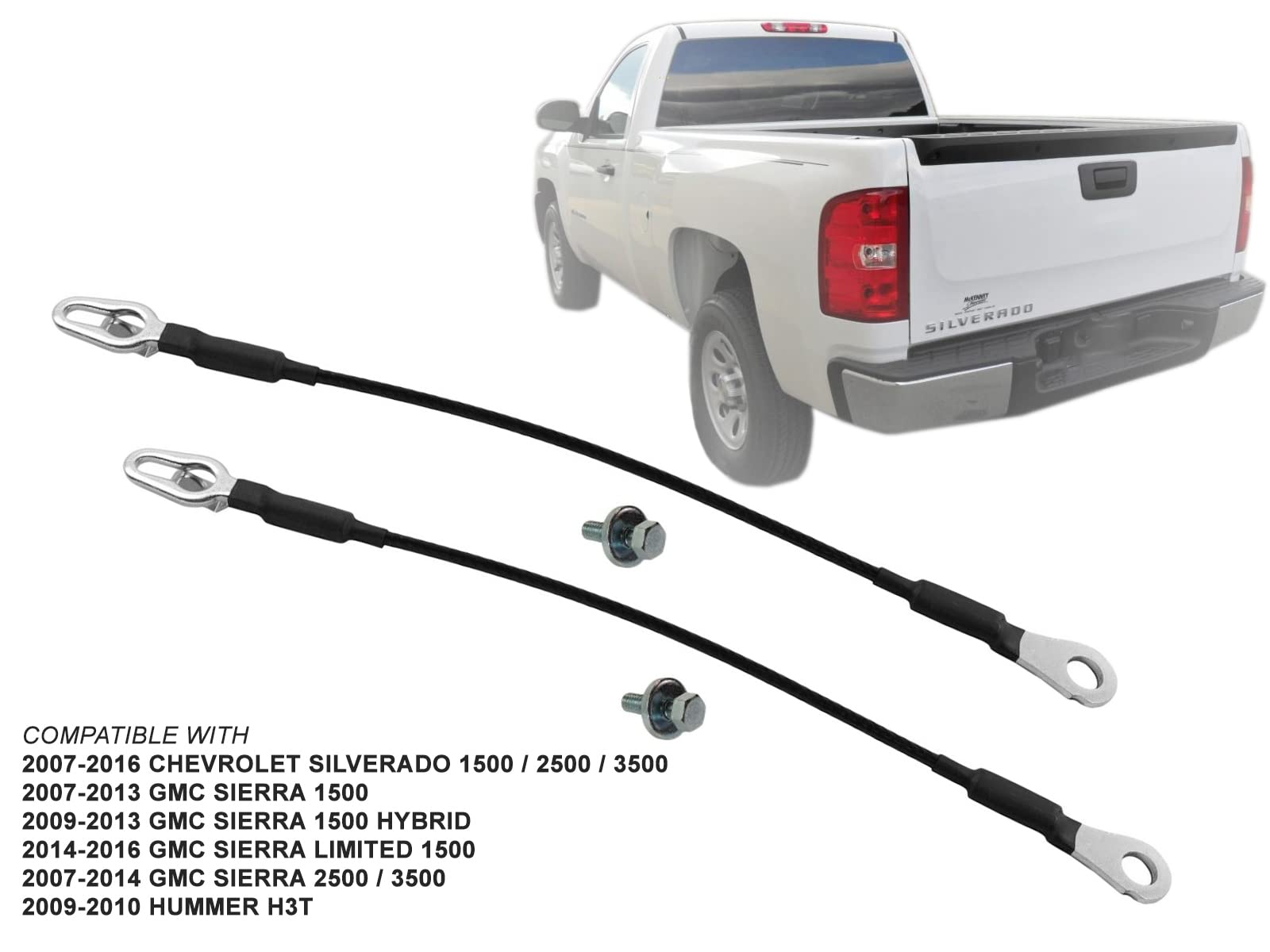Apa Replacement Tailgate Cable With Hardware For 2007 2016 Silverado Sierra 2009 2010 H3T Pair Passenger Right And Driver Left S