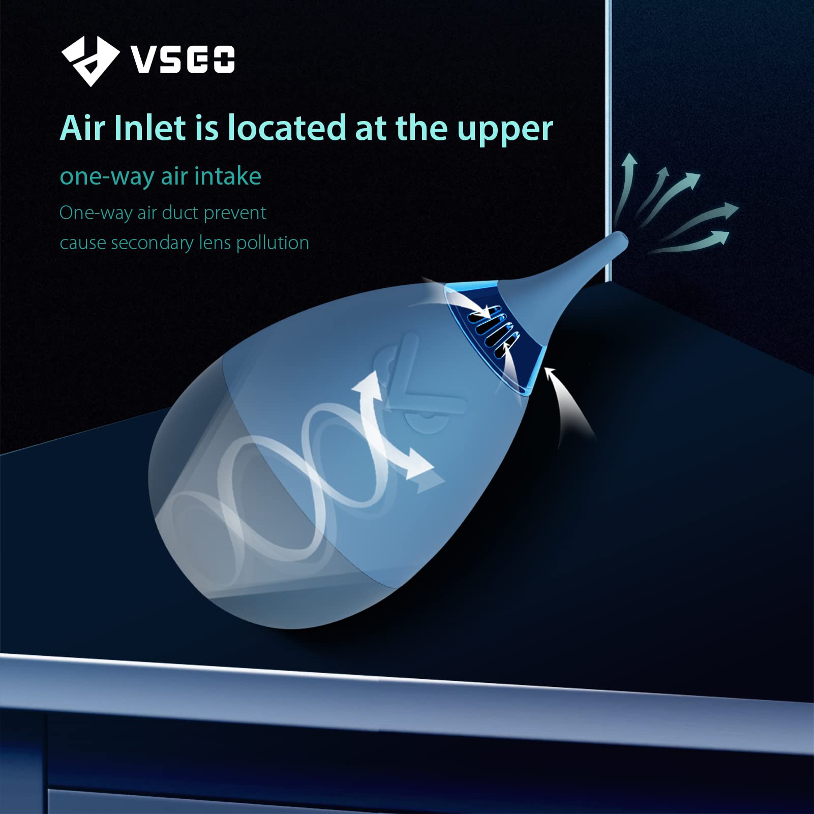 VSGO Camera Air Blower with Filter Tumbler Design for Lens Sensor Cleaning Blue