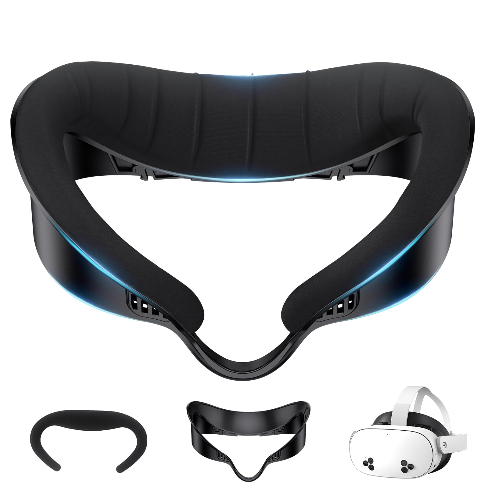 Compatible with Oculus Quest 3s Face Pad Cover - Widen Facial Interface,Cooling Ice Silk Cotton Face Cushion Replacement for Met