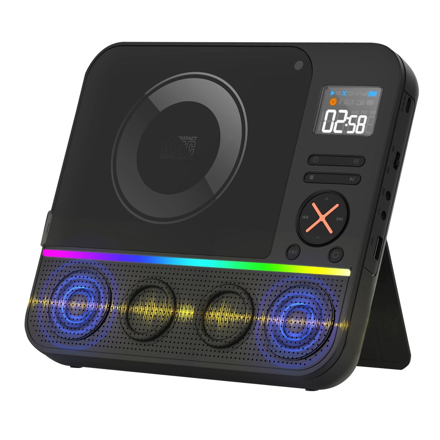 Portable CD Player Bluetooth Built-in Speakers, Desktop Rechargeable CD Player with Bluetooth Portable CD Players for Home with