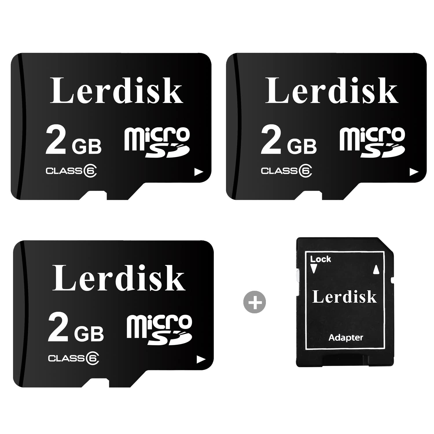 Lerdisk Factory Wholesale Micro Sd Card 2Gb Pack Of 3 In Bulk Microsd With Adapter Produced By Authorized Licencee (2Gb)