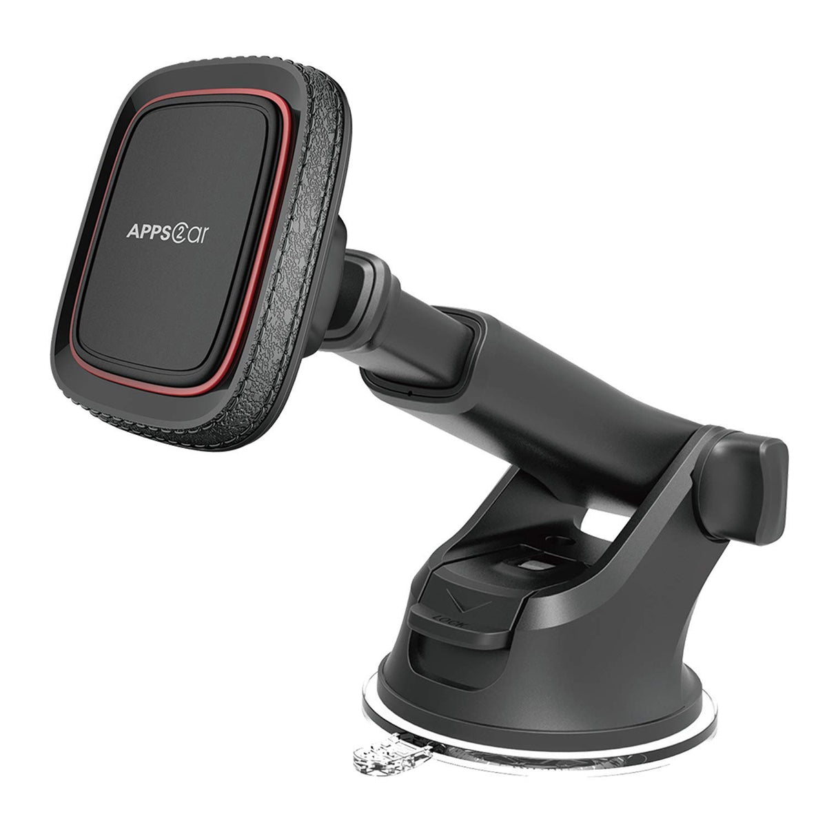 Apps2Car Magnetic Phone Car Mount, Dashboard Windshield Industrial Strength Suction Cup Car Phone Mount Holder With Adjustable Telescopic Arm,6 Strong Magnets, For Cell Phones(Metal Sticker Need)