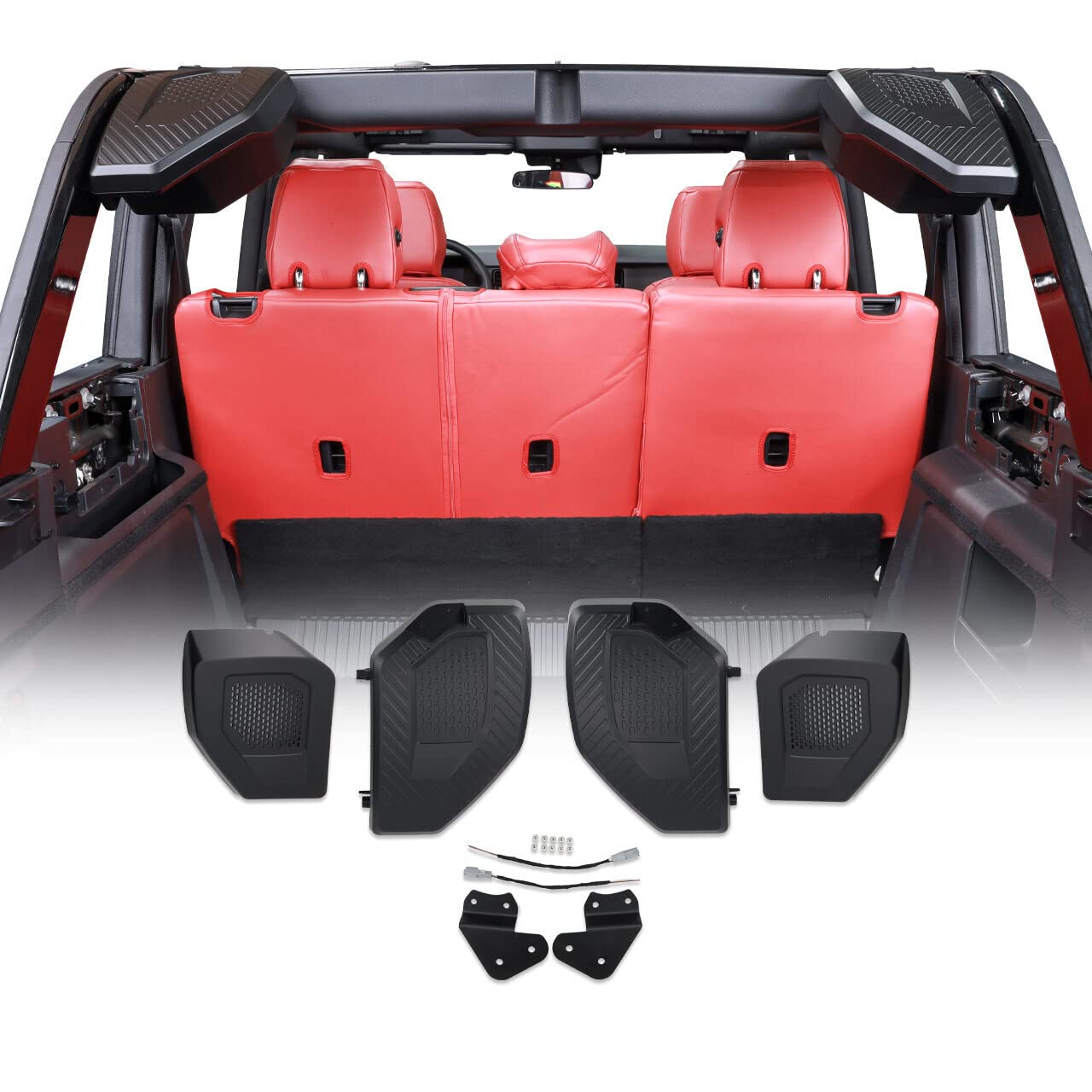 IAG I-Line Rear Speaker Pods for Ford Bronco 2021+ 4 Door (Not Sport or Raptor), Compatible with 6.5 Speakers (3 max Depth)