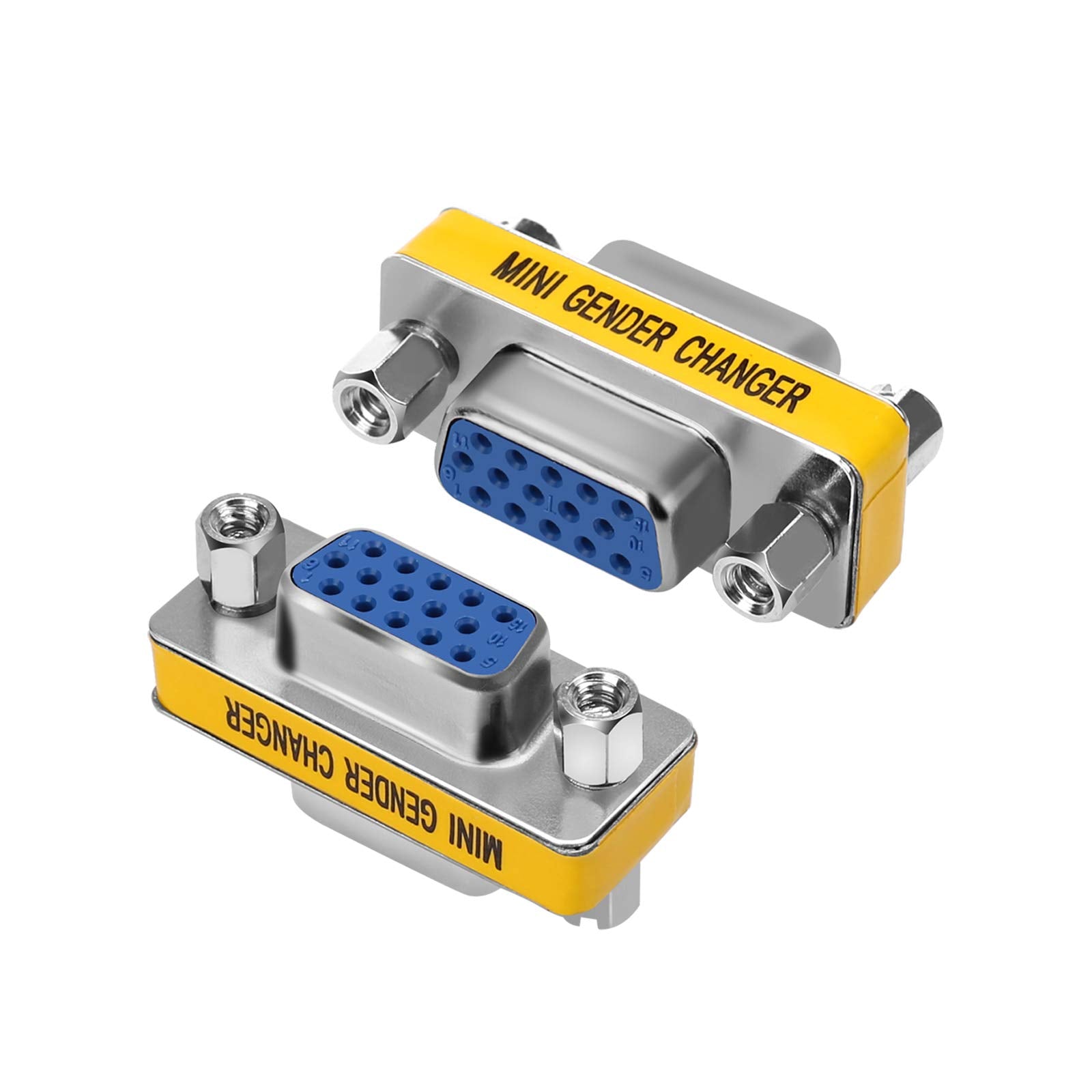 ENUODA VGA Coupler 2 Pack VGA SVGA Connector 15 Pin Female to Female Mini Gender Changer Adapter