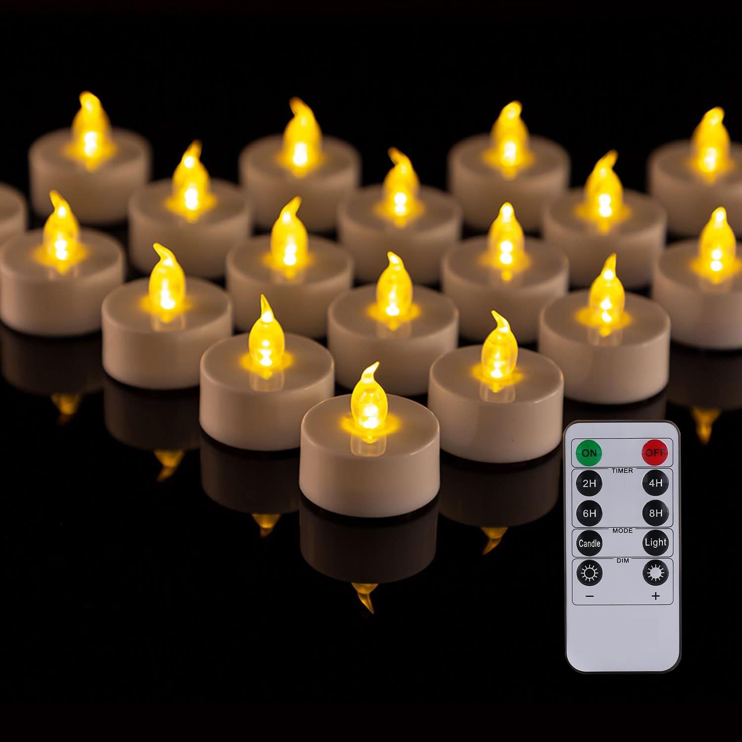 Punpuba Led Tea Light Remote Controlcandles,Flickering Flameless Led Candle,Long Lasting 400+Hours,Battery Operated With Timer F