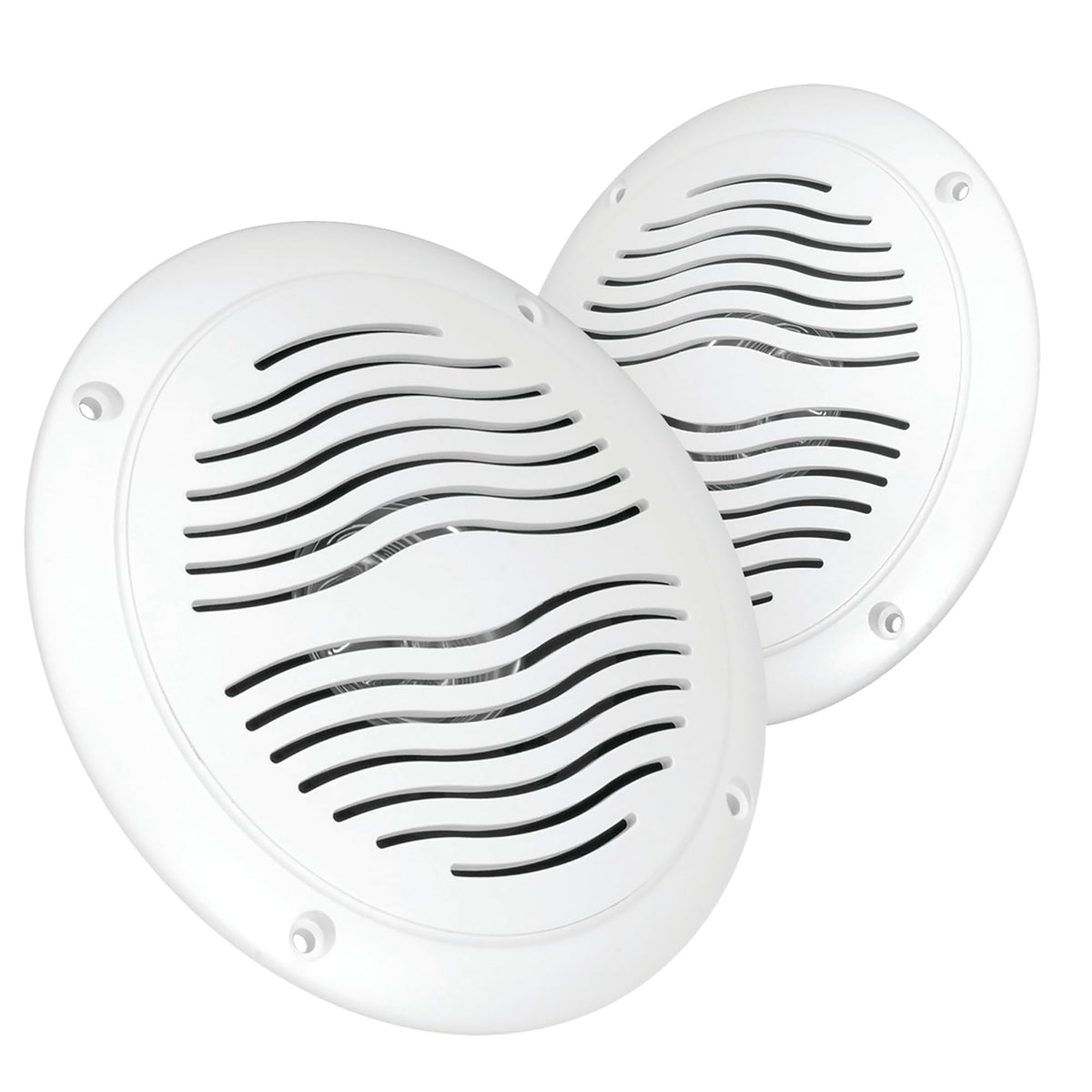 5 Inch Water Resistant Outdoor Speakers, Dual Cone, 25W Peak Power, Marine And Rv Compatible (White)