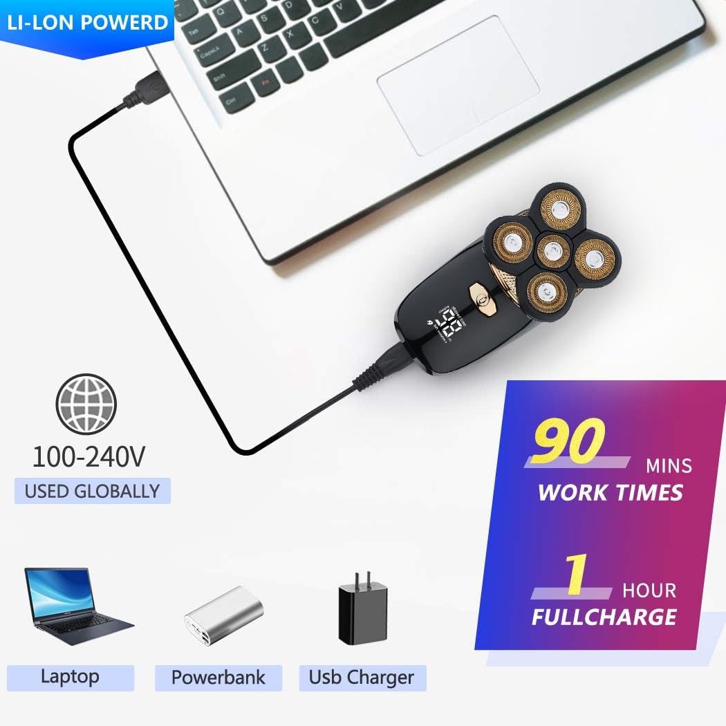 Electric Razor For Men Head Shaver For Bald Men Grooming Kit Wet Dry Rotary Shavers Nose Hair Beard Trimmer Clippers Facial Clea