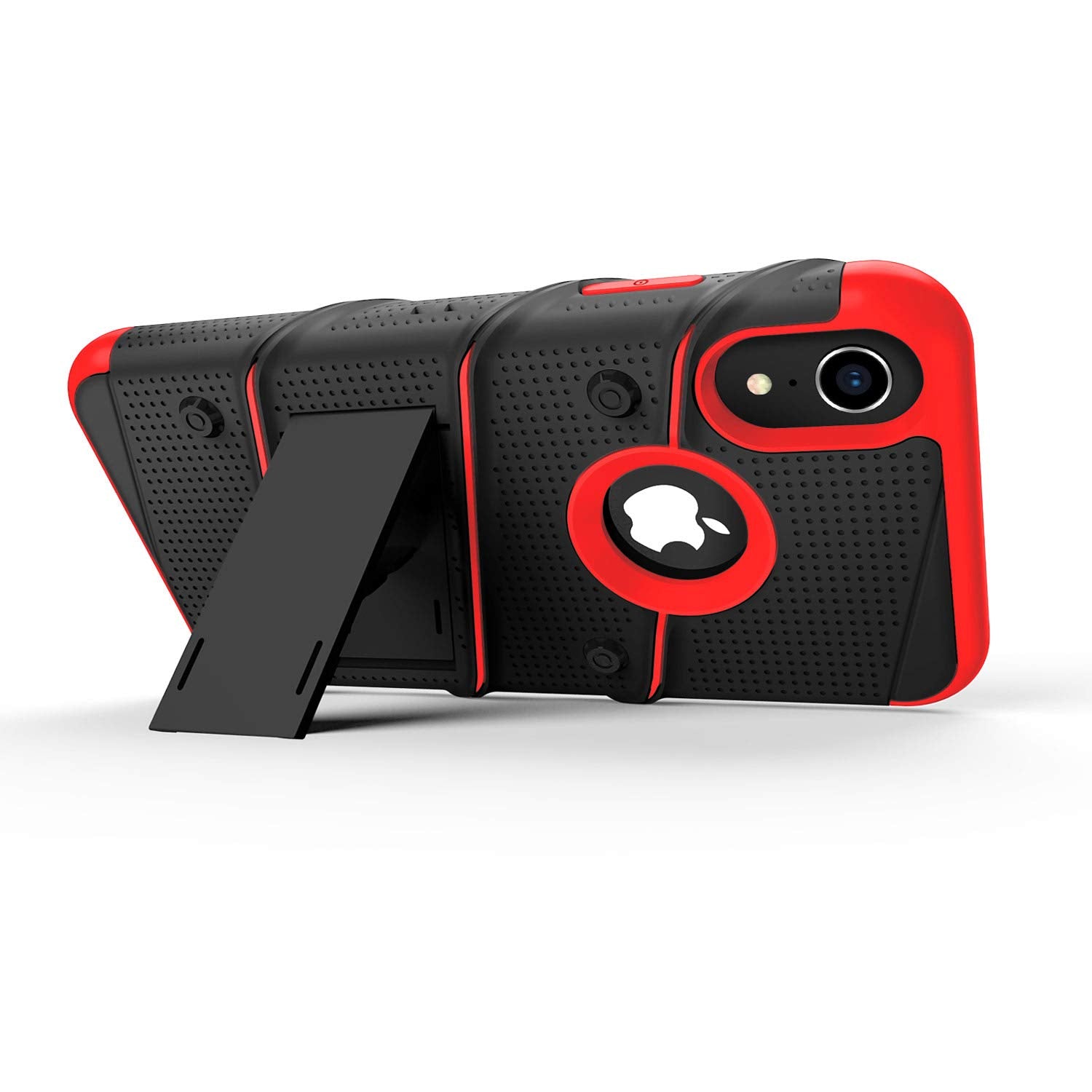 Zizo Bolt Series For Iphone Xr Case With Screen Protector Kickstand Holster Lanyard - Black & Red
