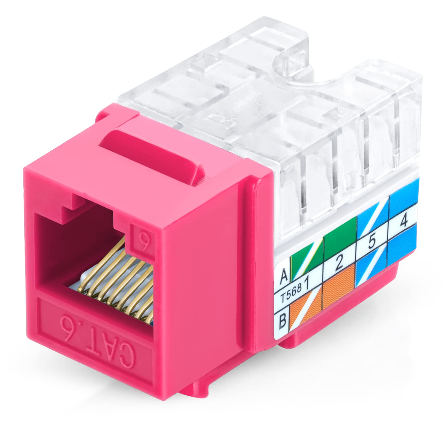 Everest Media Solutions 90 Angled Cat6 Keystone Jack In Pink   Slim Profile Rj45 Ethernet Connector   Compatible With 90 Angled