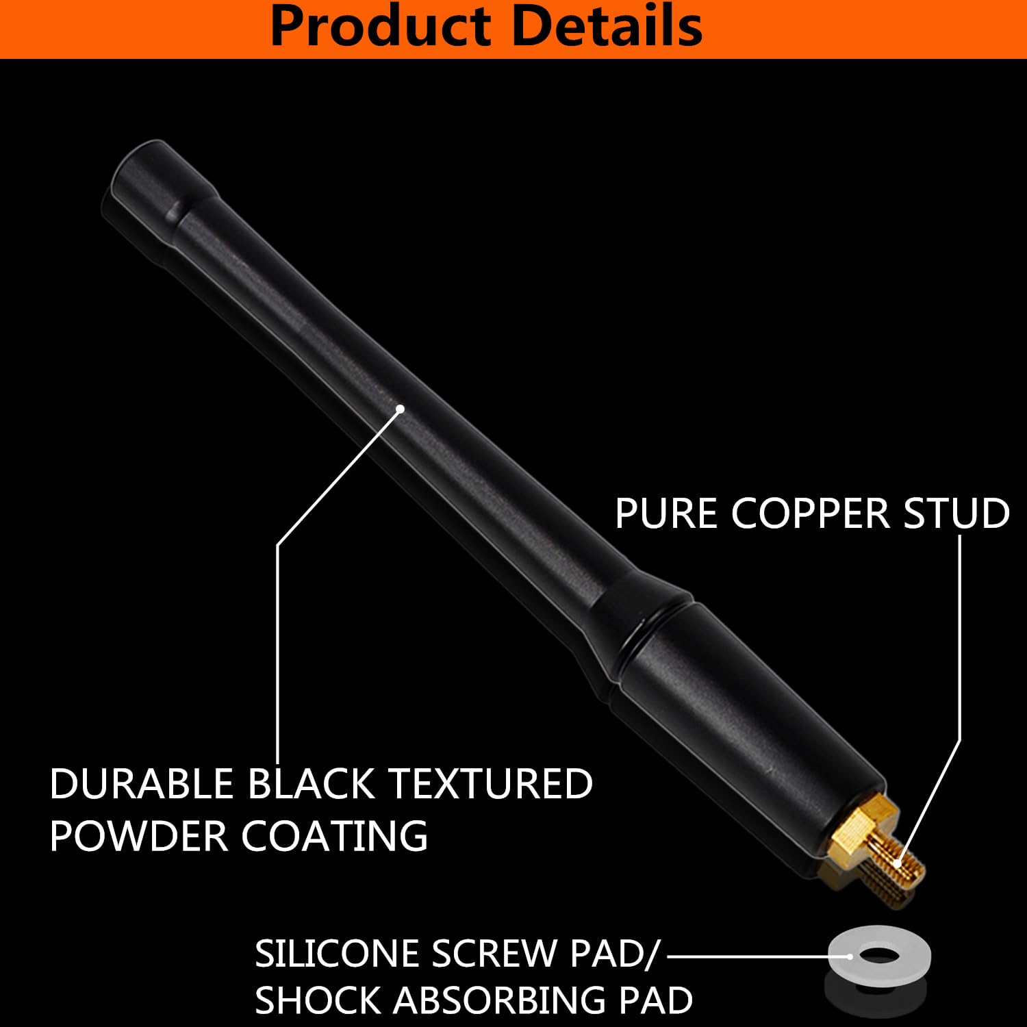 6'' Off Road Short Antenna Upgrade For Jeep Wrangler Jk Jl Jlu Jt Rubicon Sahara Sport 2007 2024 Fm/Am Cb Shorty Antenna Replace