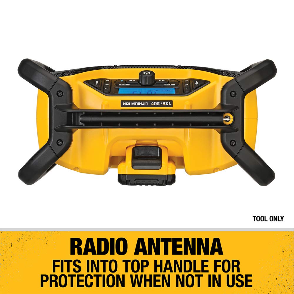 Dewalt 12V/20V Max Portable Bluetooth Radio, Cordless, 100 Ft Range, 3.5� Subwoofers, Jobsite (Dcr028B)