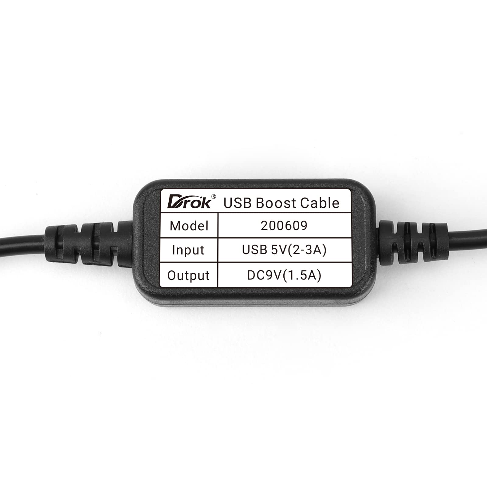 Drok Usb To 9V, 5V To 9V Usb Boost Converter, Usb Cable Dc 5V Step Up To 9V, 1.5A Power Regulator Line With 5.5Mm Port 1.2 Meter