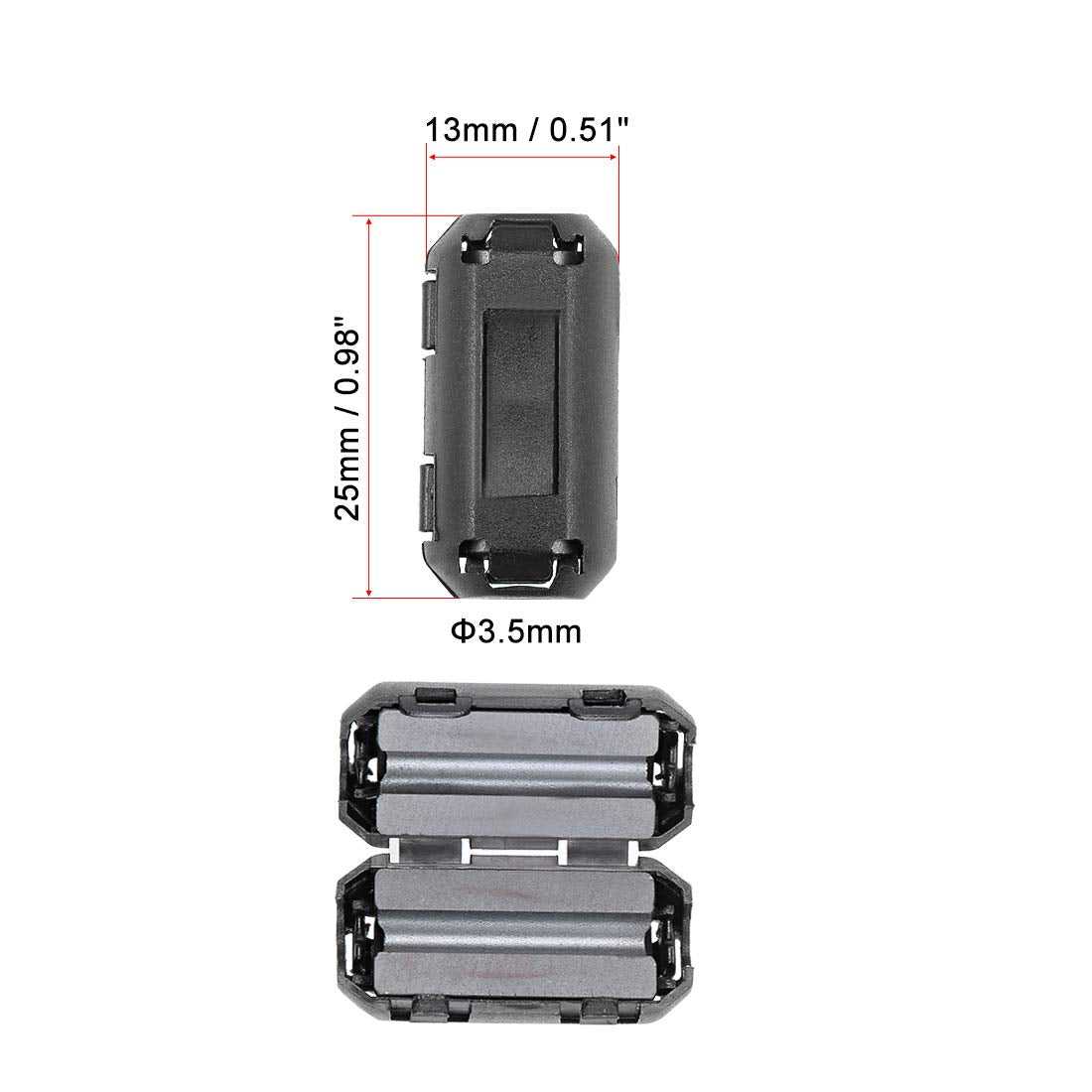 Uxcell 3.5Mm Ferrite Cores Ring Clip On Rfi Emi Noise Suppression Filter Cable Clip, Black 10Pcs