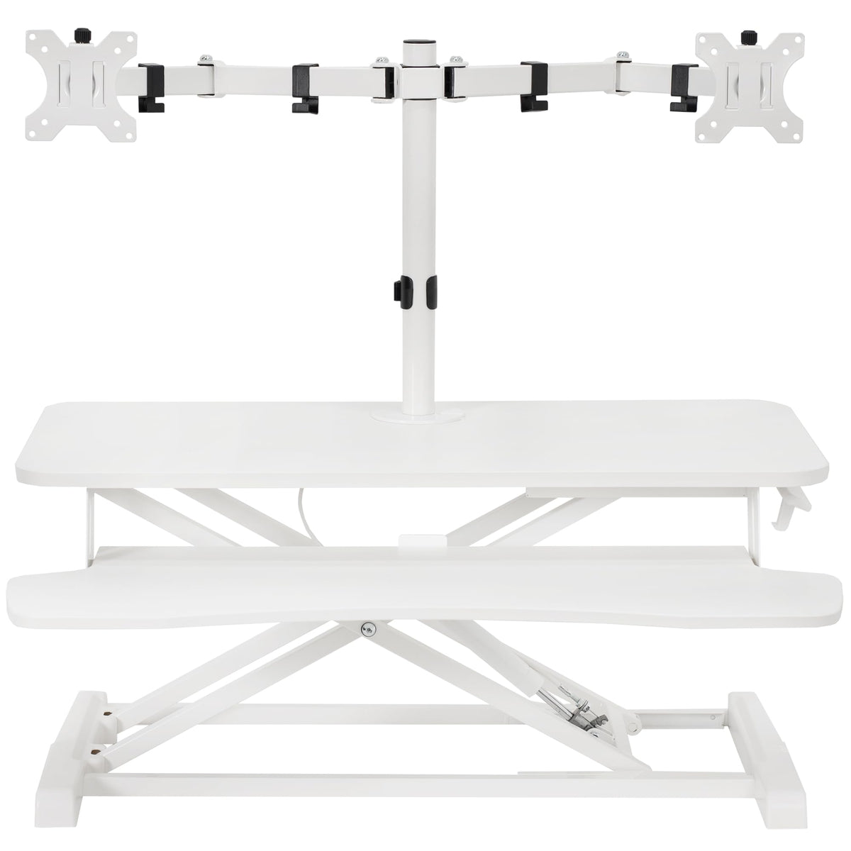 Vivo Height Adjustable 32 Inch Standing Desk Converter With Dual 13 To 30 Inch Monitor Stand, Sit Stand Monitor Mount And Desk R